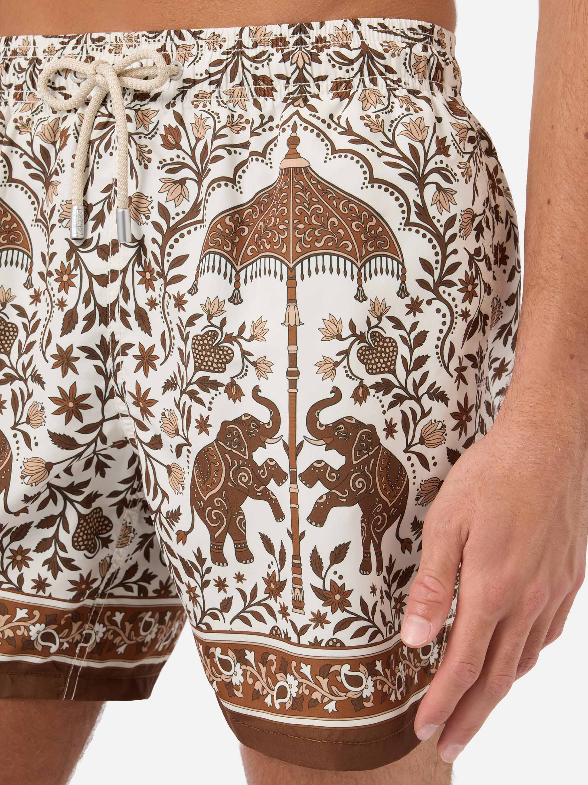 Gustavia swim shorts with brown ornamental placed print - Image 4