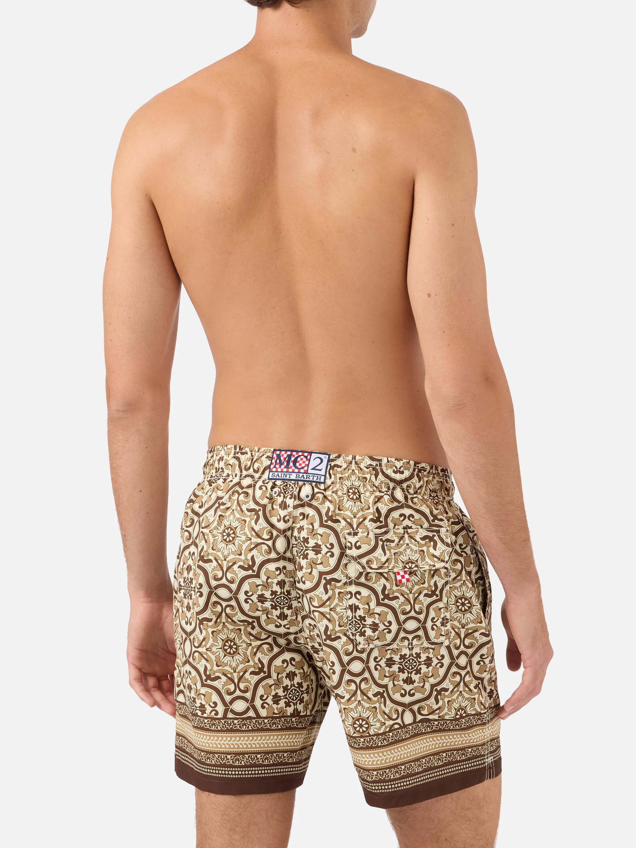 Gustavia swim shorts with brown ornamental placed print - Image 5
