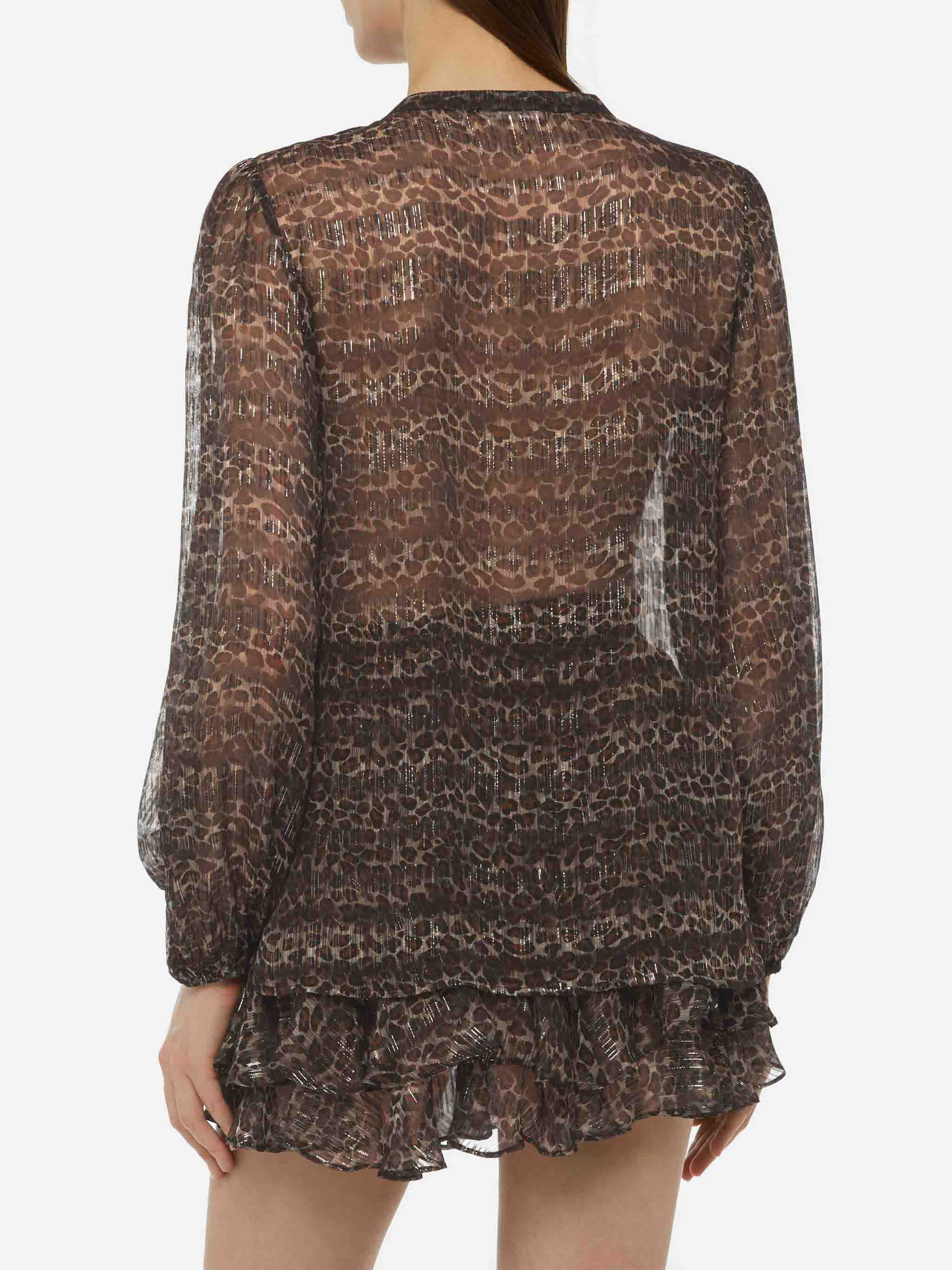 Harper silk voile blouse in lurex silk voile with animalier print - Image 5