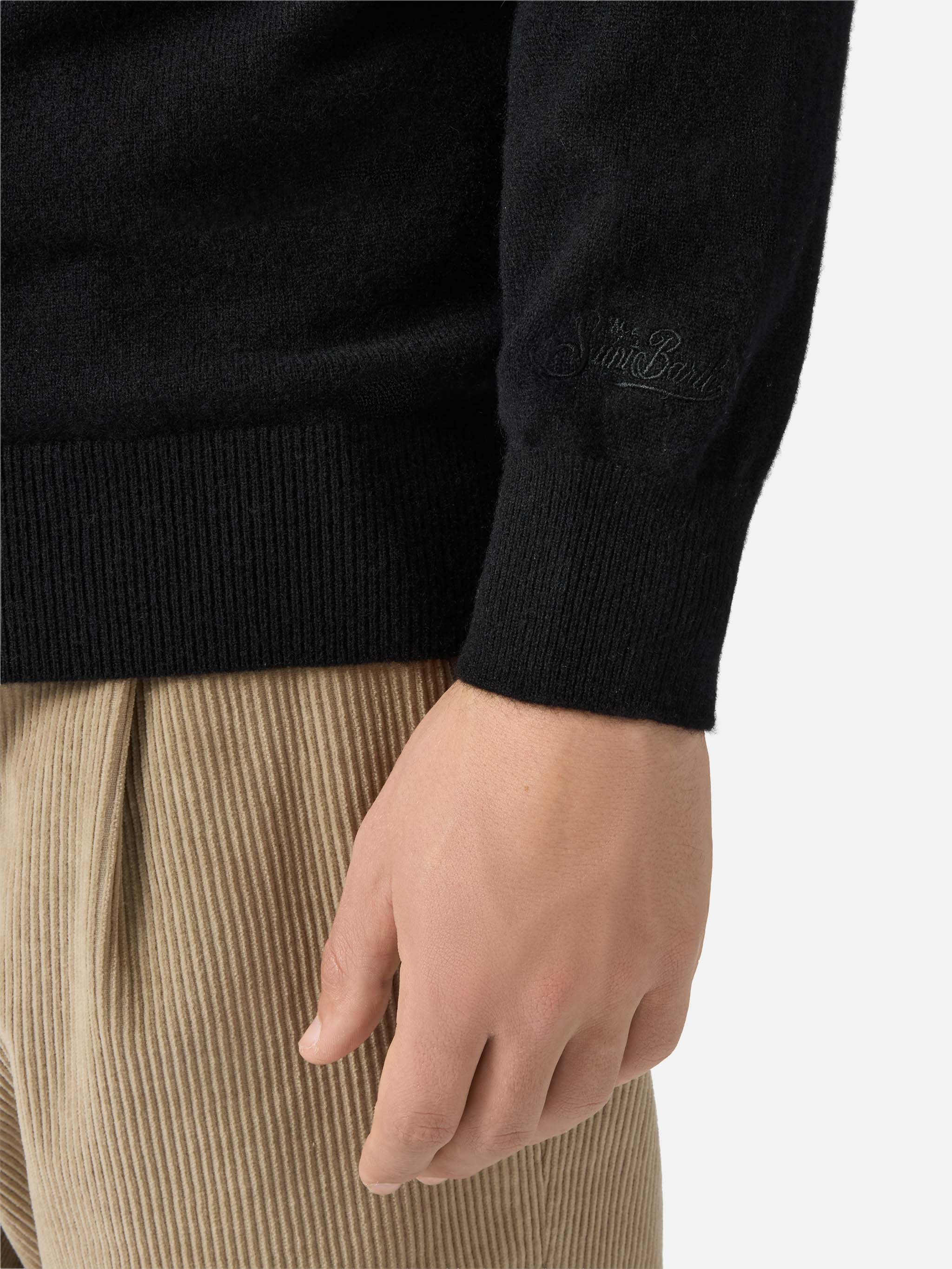 Heron Light sweater in 100% black CASHMERE with St. Moritz intarsia | ST. MORITZ TOP OF THE WORLD - Image 4