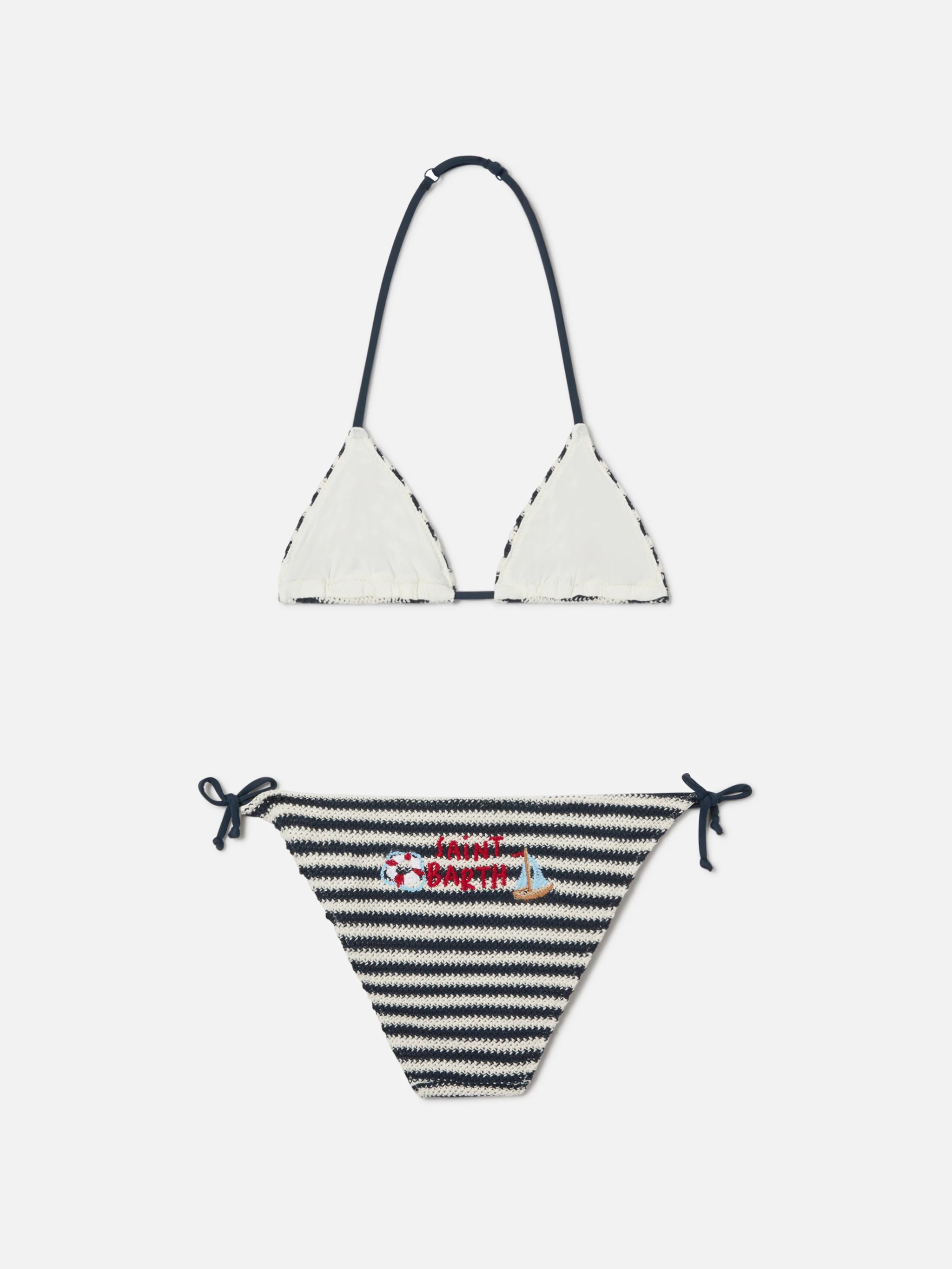 Holly crochet striped bikini with nautical embroidery - Image 2