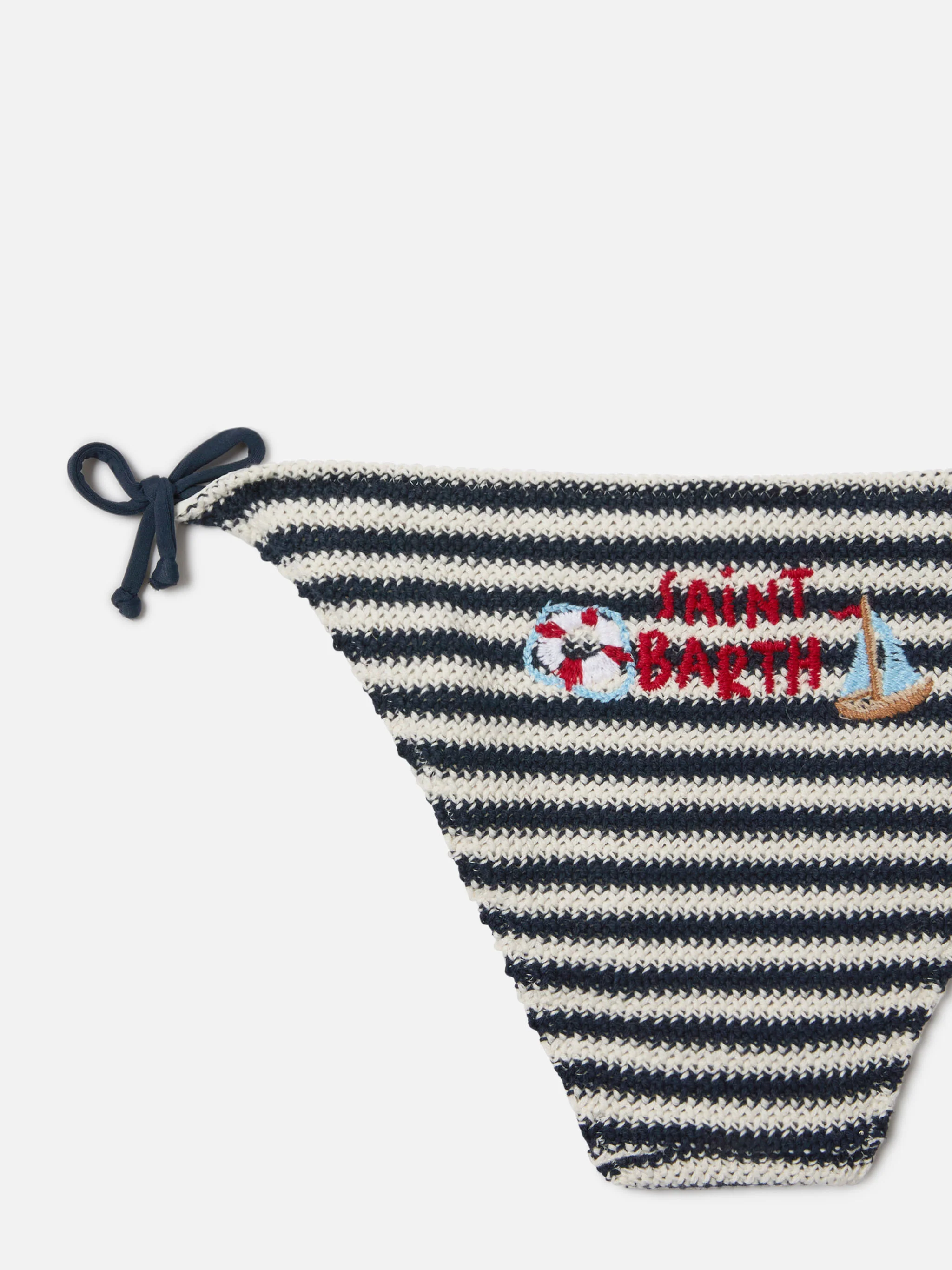 Holly crochet striped bikini with nautical embroidery - Image 3