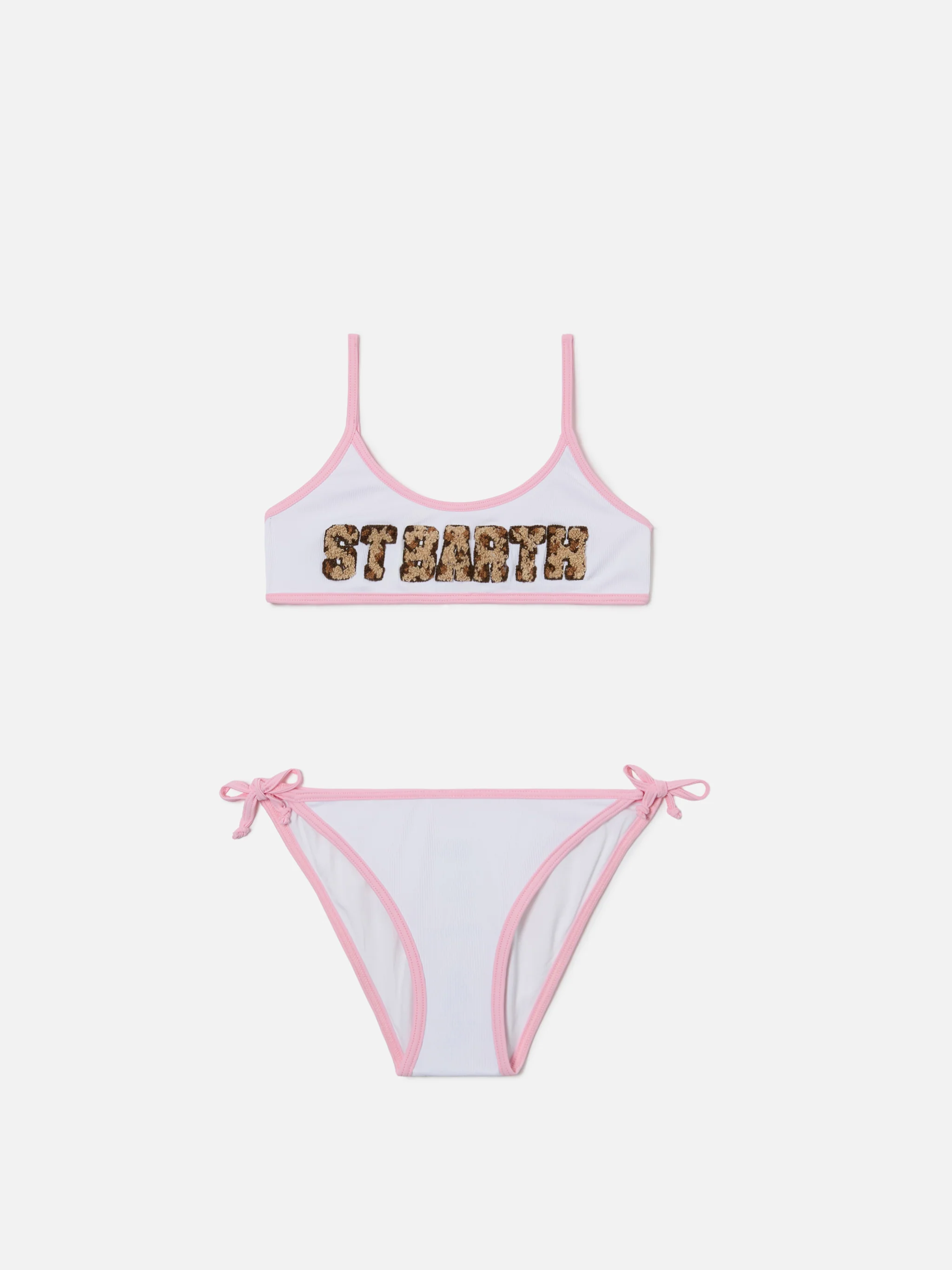 Jaiden String white bikini with animal print terry effect patch