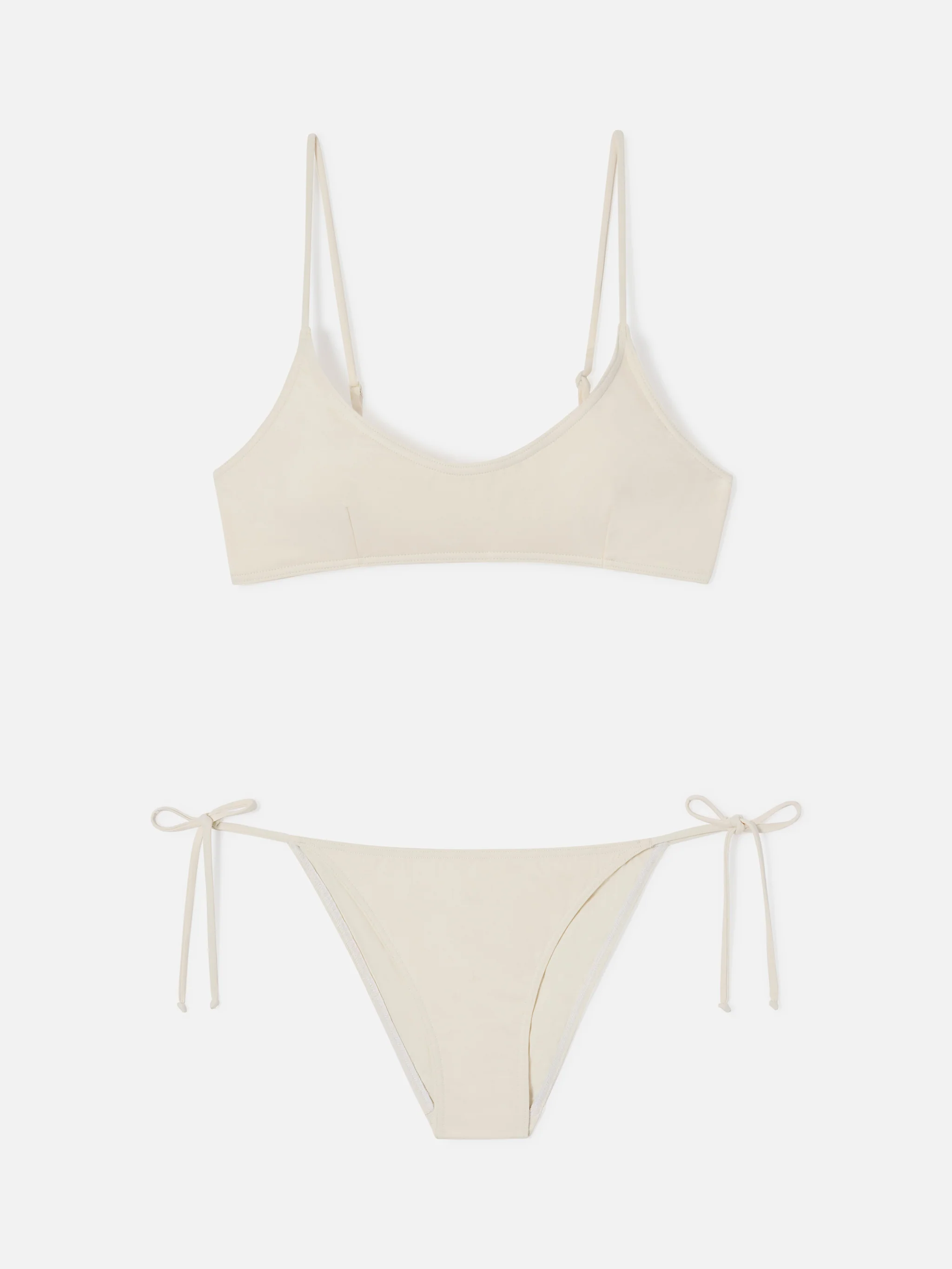 Judy Virgo cream bralette bikini with ties