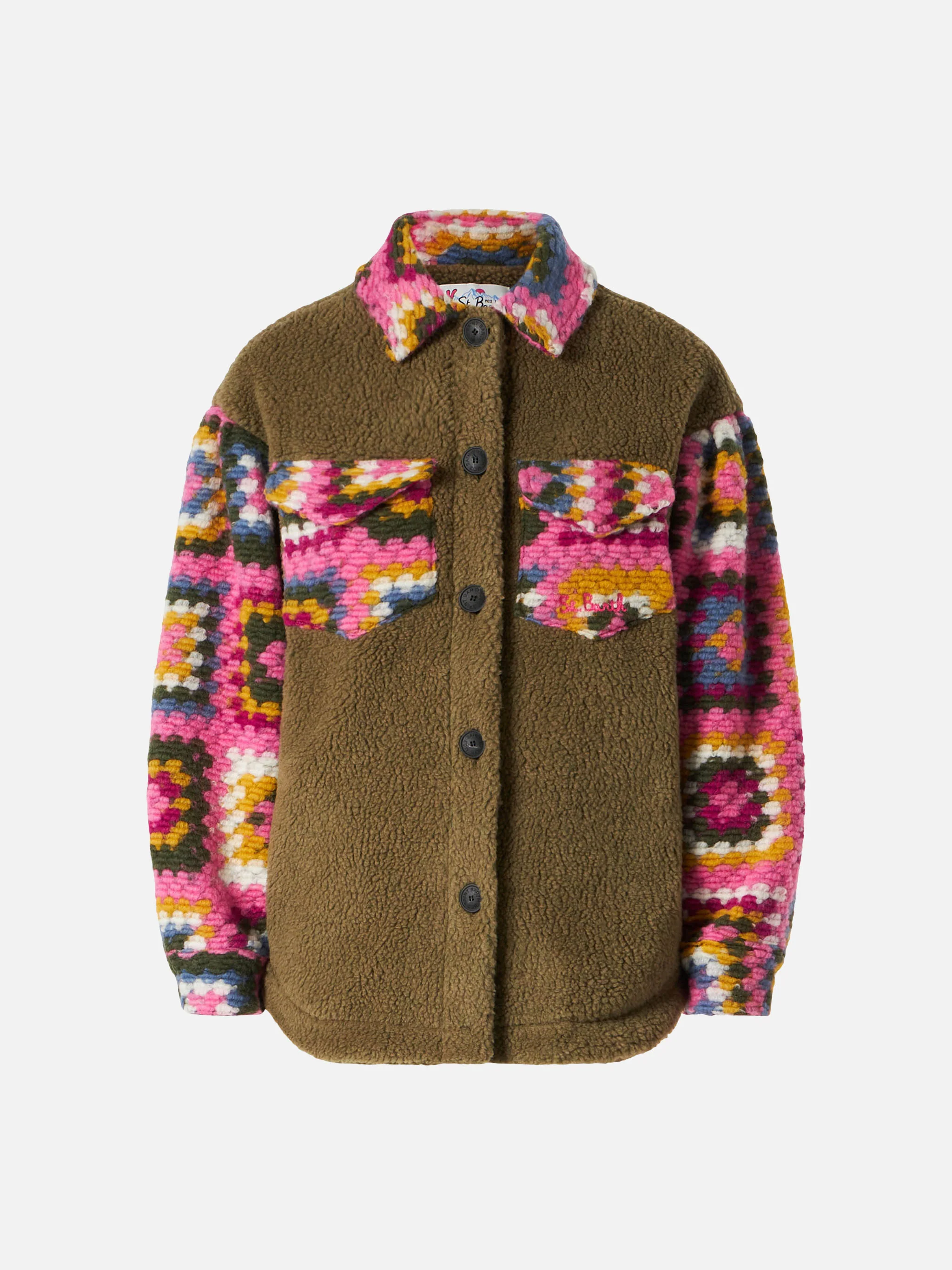 Elys Jr military green jacket with crochet sleeves