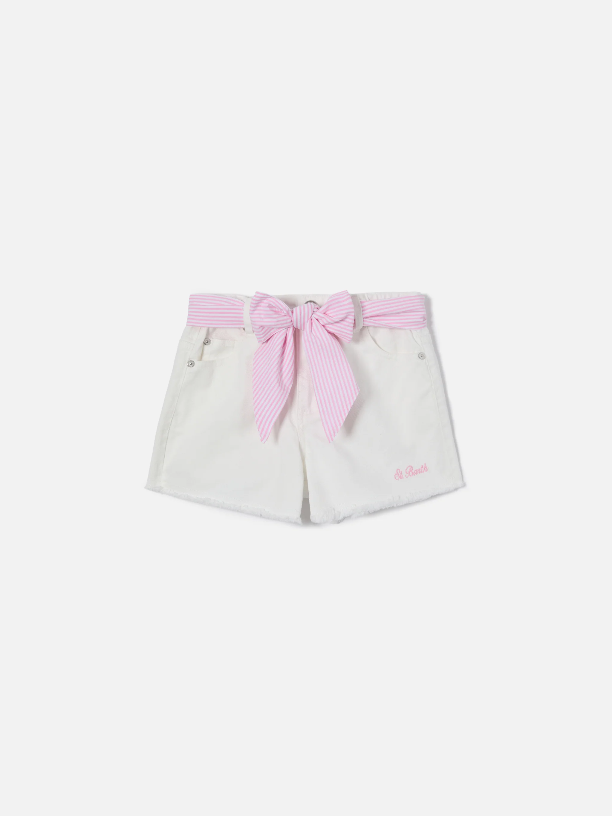 Kiko Jr cotton denim shorts with seersucker details