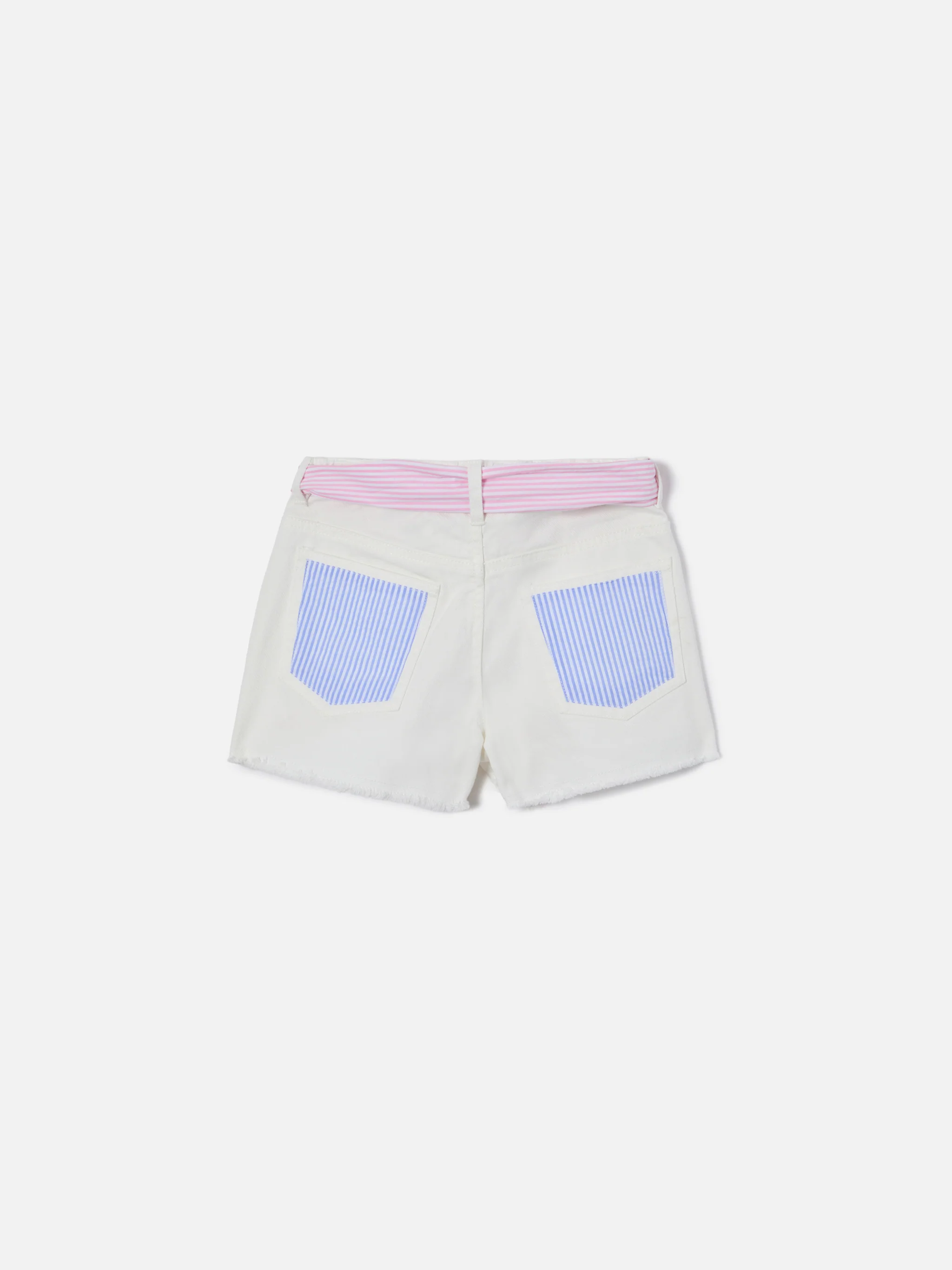 Kiko Jr cotton denim shorts with seersucker details - Image 3