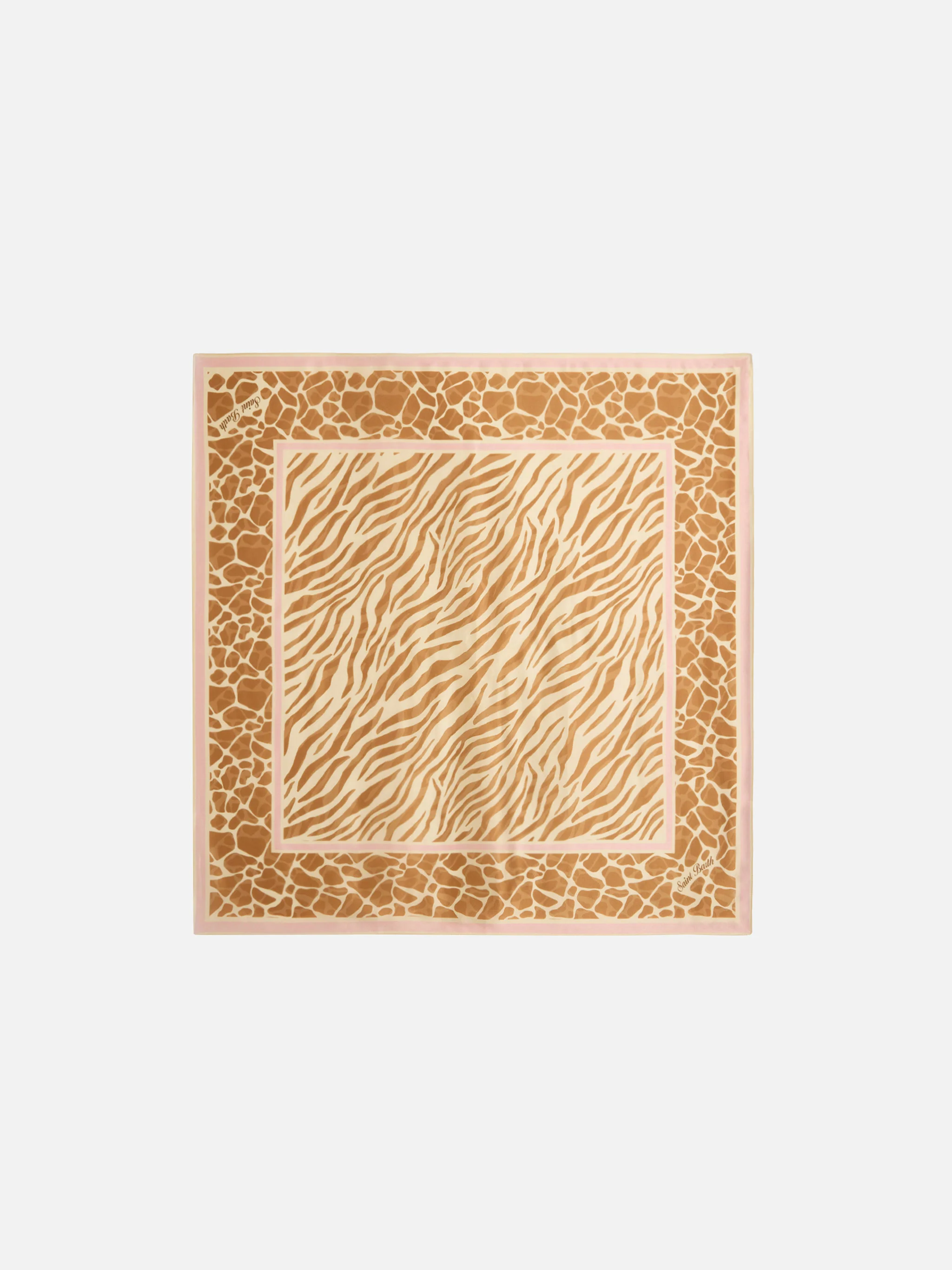 Kitana pure silk foulard with beige animal print