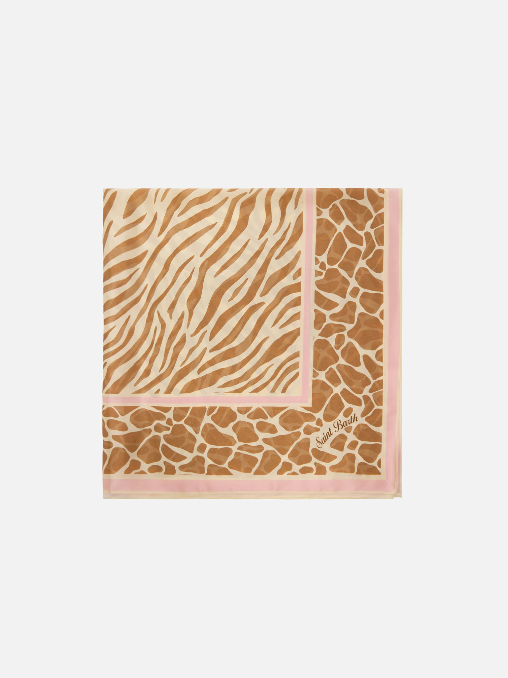 Kitana pure silk foulard with beige animal print - Image 2