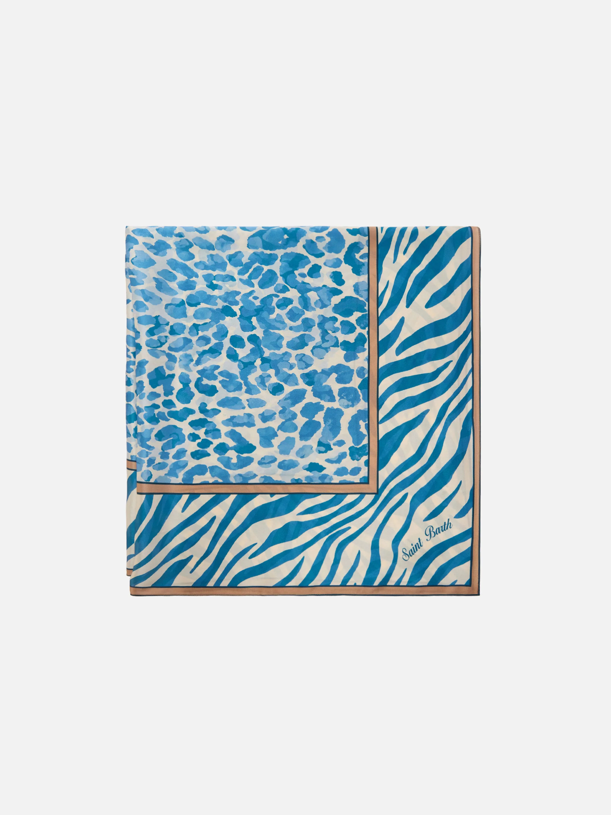 Kitana pure silk foulard with blue animal print - Image 2