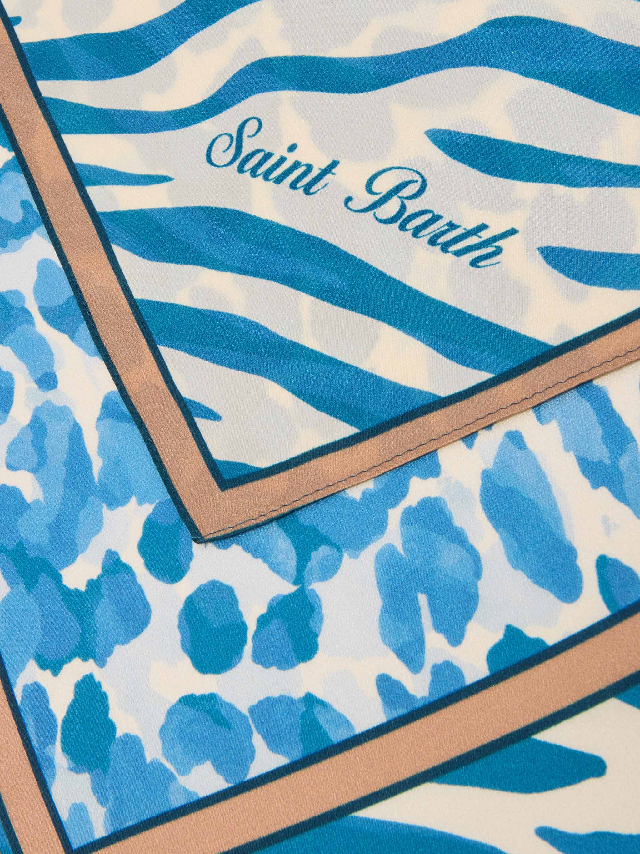 Kitana pure silk foulard with blue animal print - Image 3