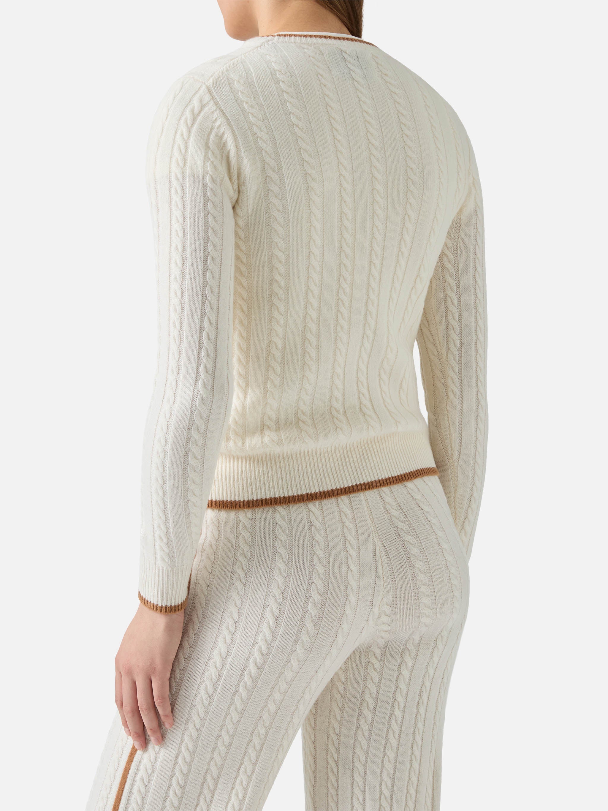 Laroche cable-knit sweater in wool with St. Barth embroidery - Image 4