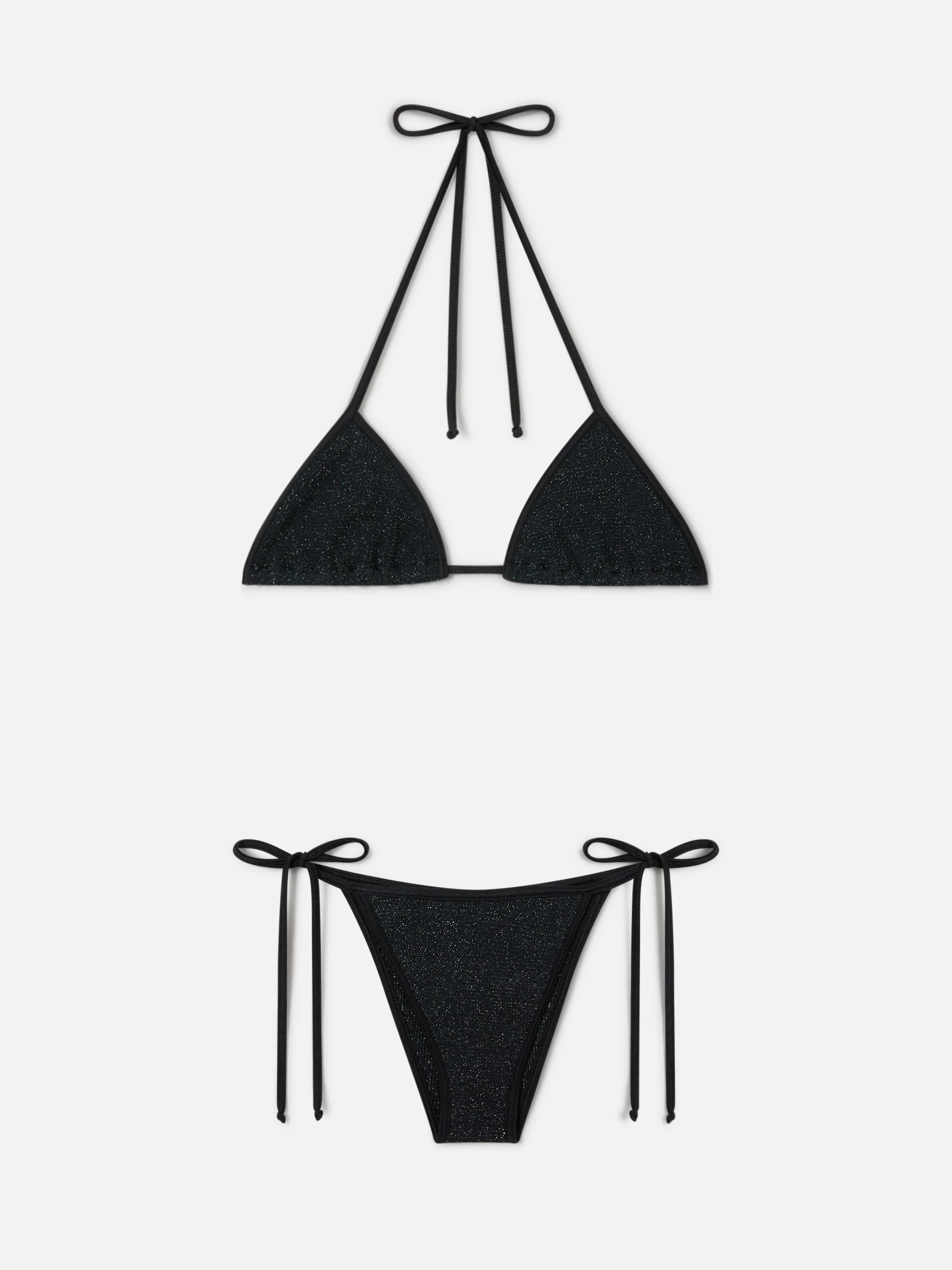 Leah Marielle String bikini in black crinkle lurex fabric