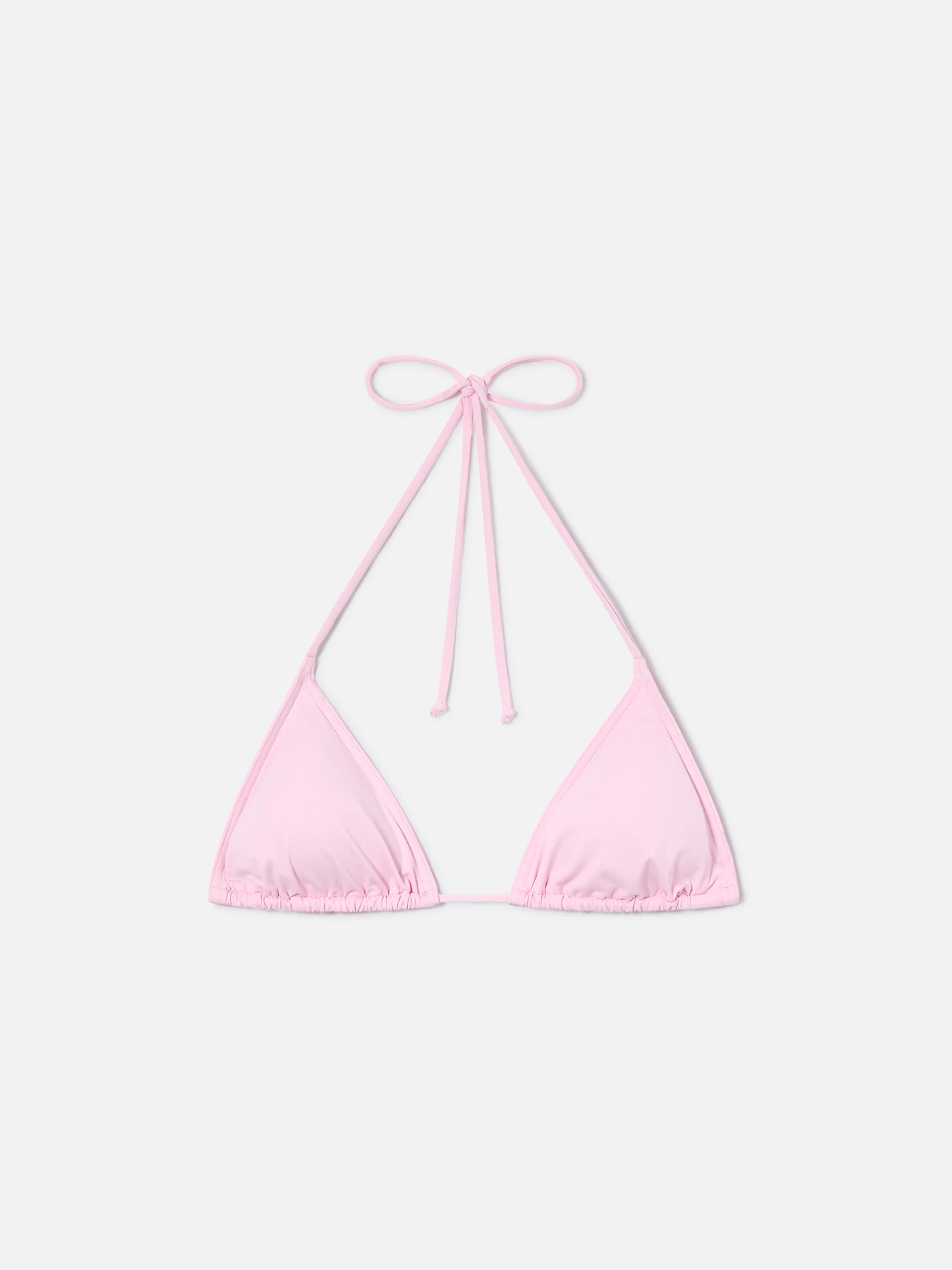 Leah triangle with ties bikini top in solid pastel pink