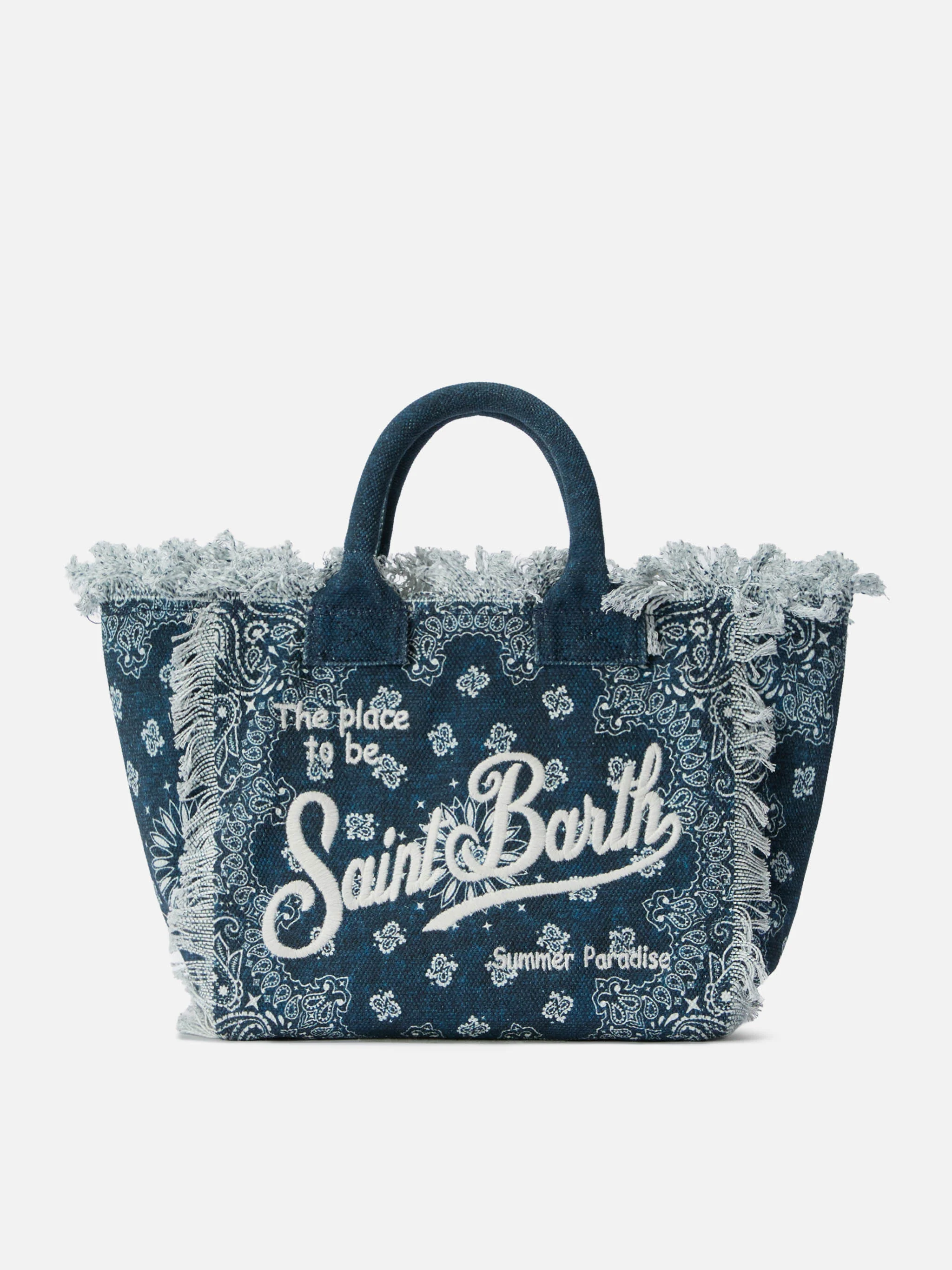 Light blue canvas Colette bag with bandana print