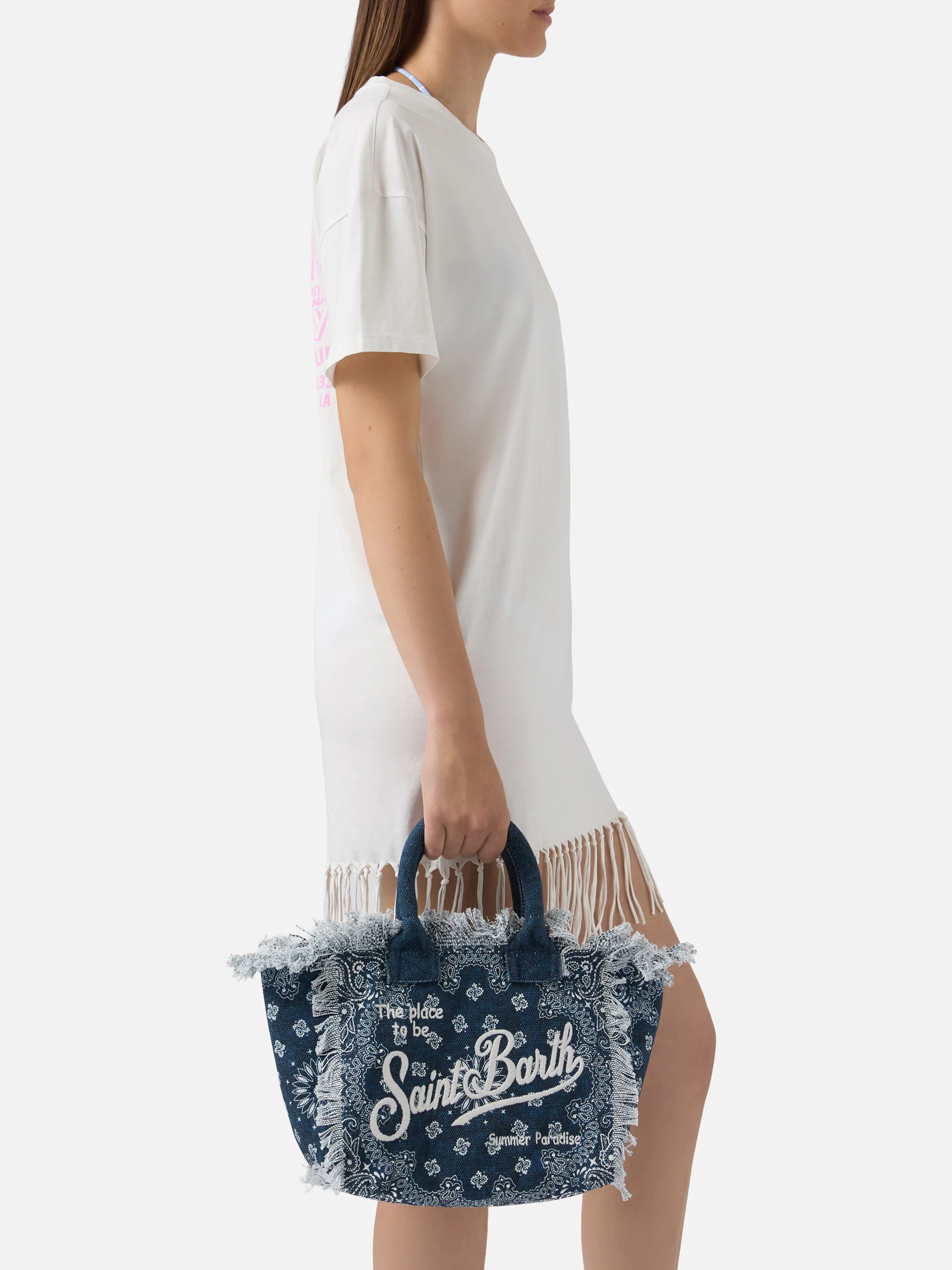 Light blue canvas Colette bag with bandana print - Image 2