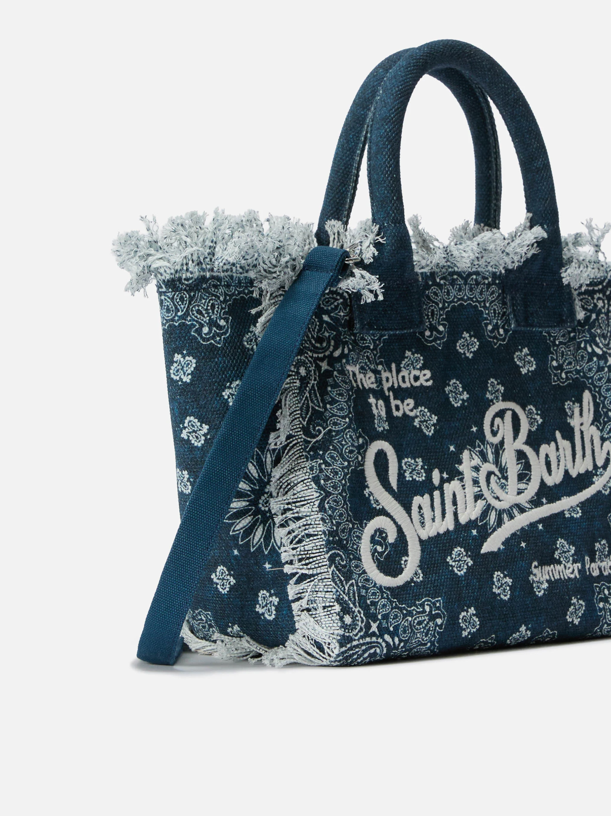 Light blue canvas Colette bag with bandana print - Image 3