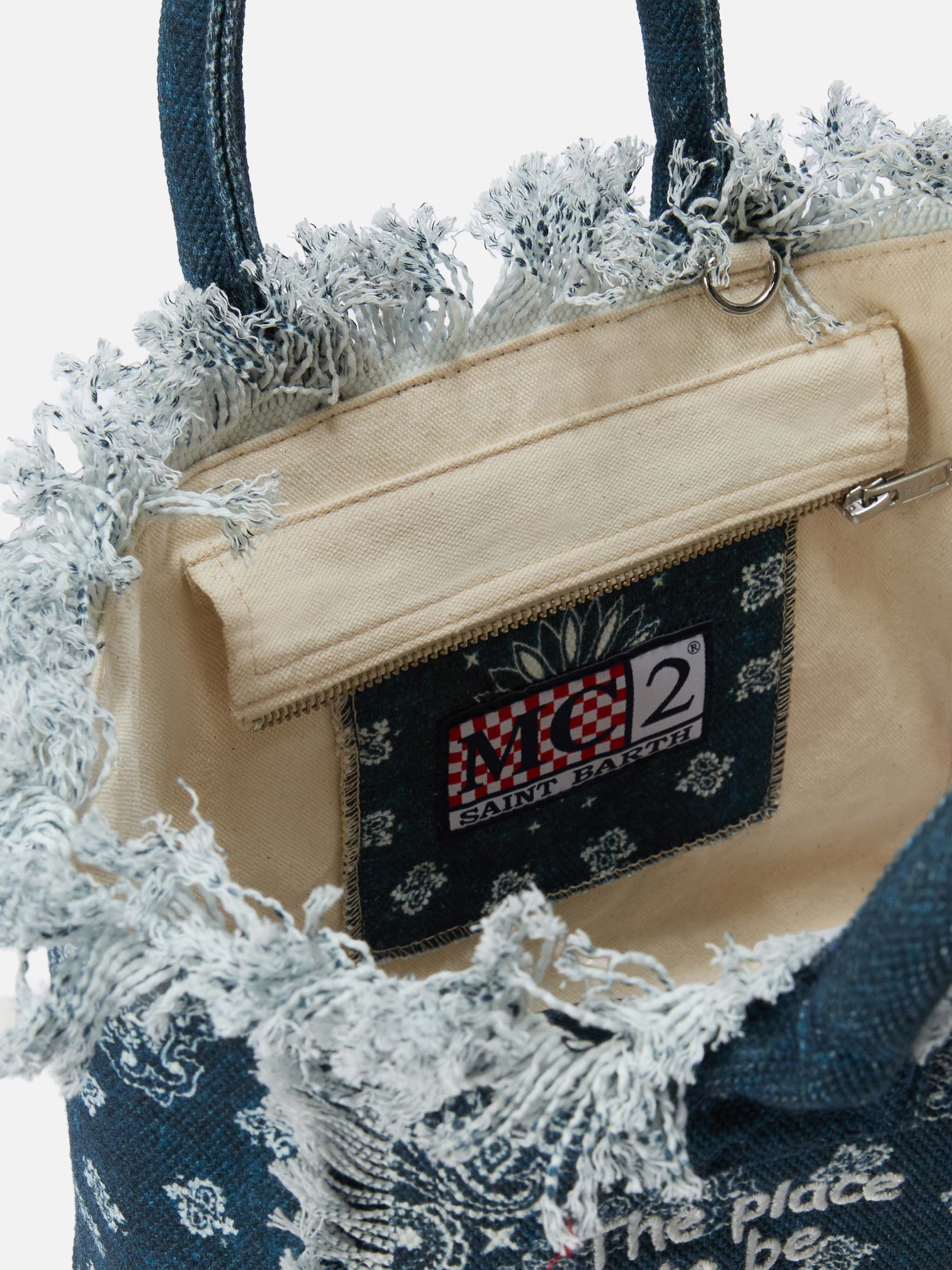 Light blue canvas Colette bag with bandana print - Image 4