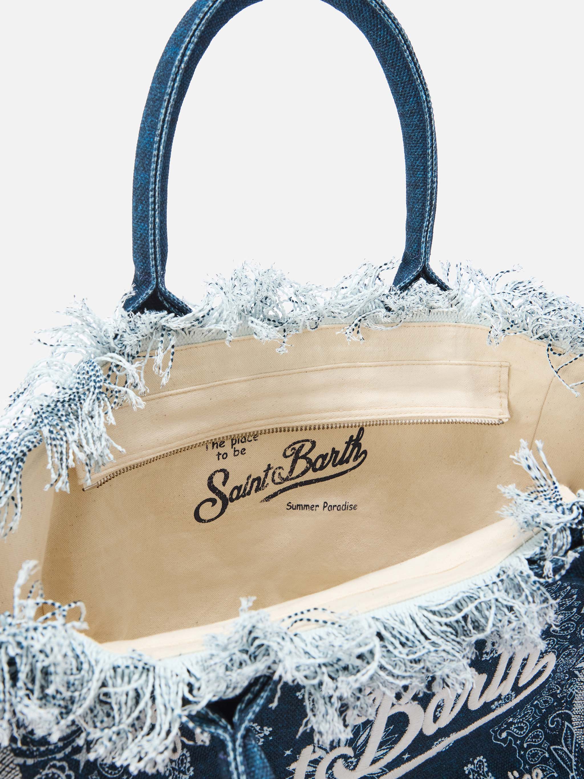 Light blue canvas Vanity regular bag with bandana print - Image 3