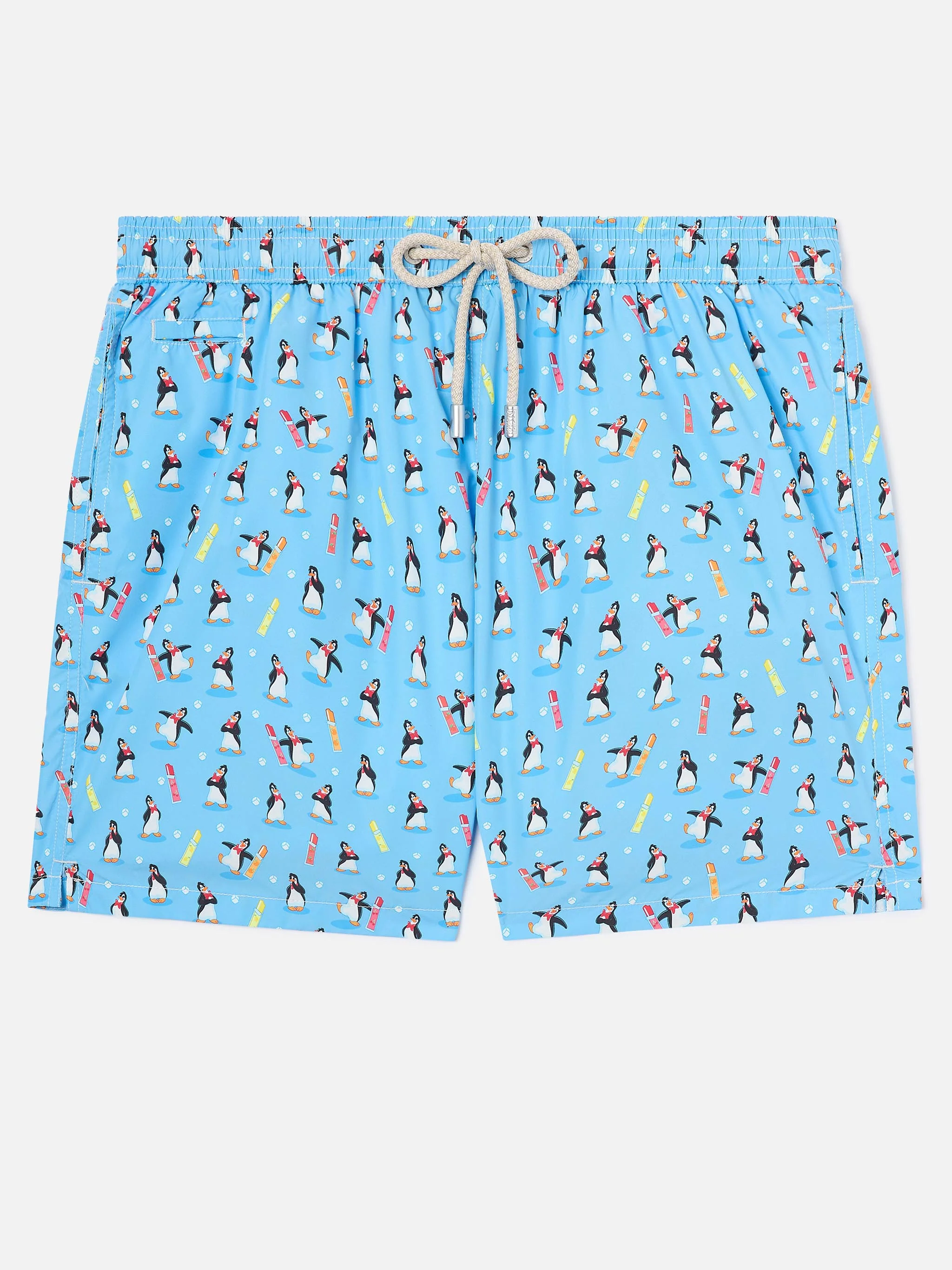 Light blue Lighting Micro swim shorts with polar penguin print | POLARETTI SPECIAL EDITION