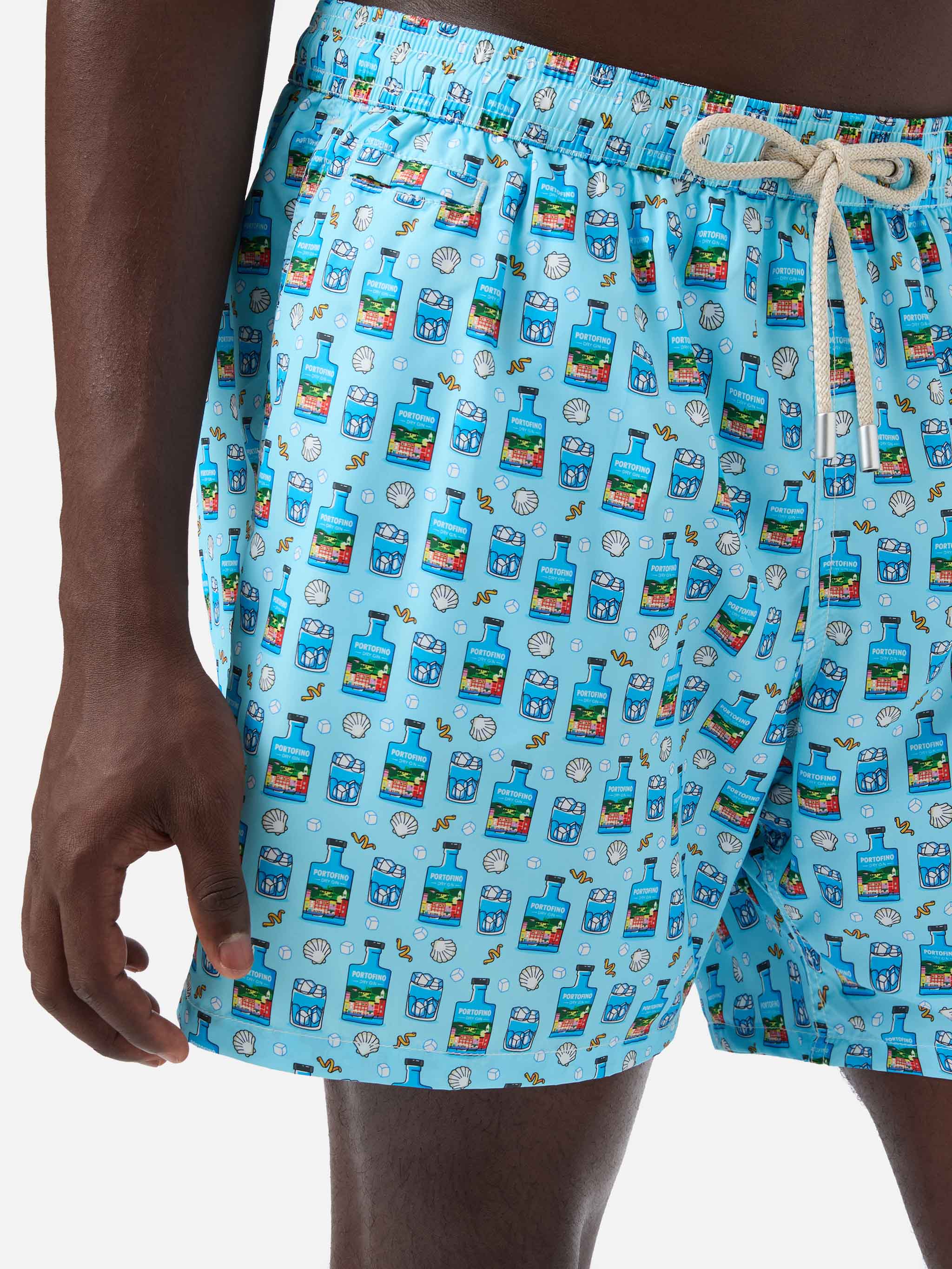 Light blue Lighting Micro swim shorts with Portofino Gin print | Special Edition - Image 4