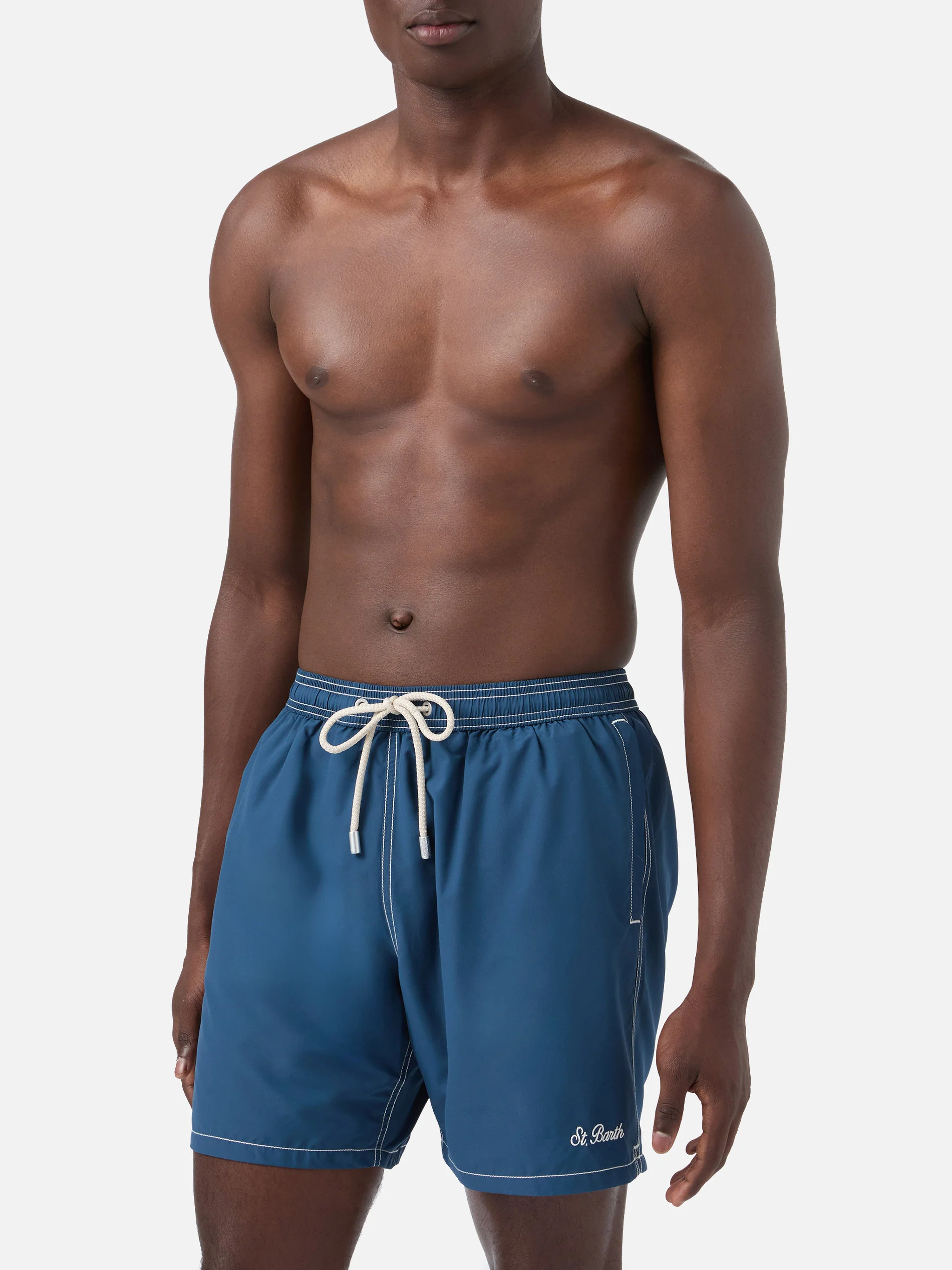 Light blue mid-length classic light swim shorts Patmos - Image 3