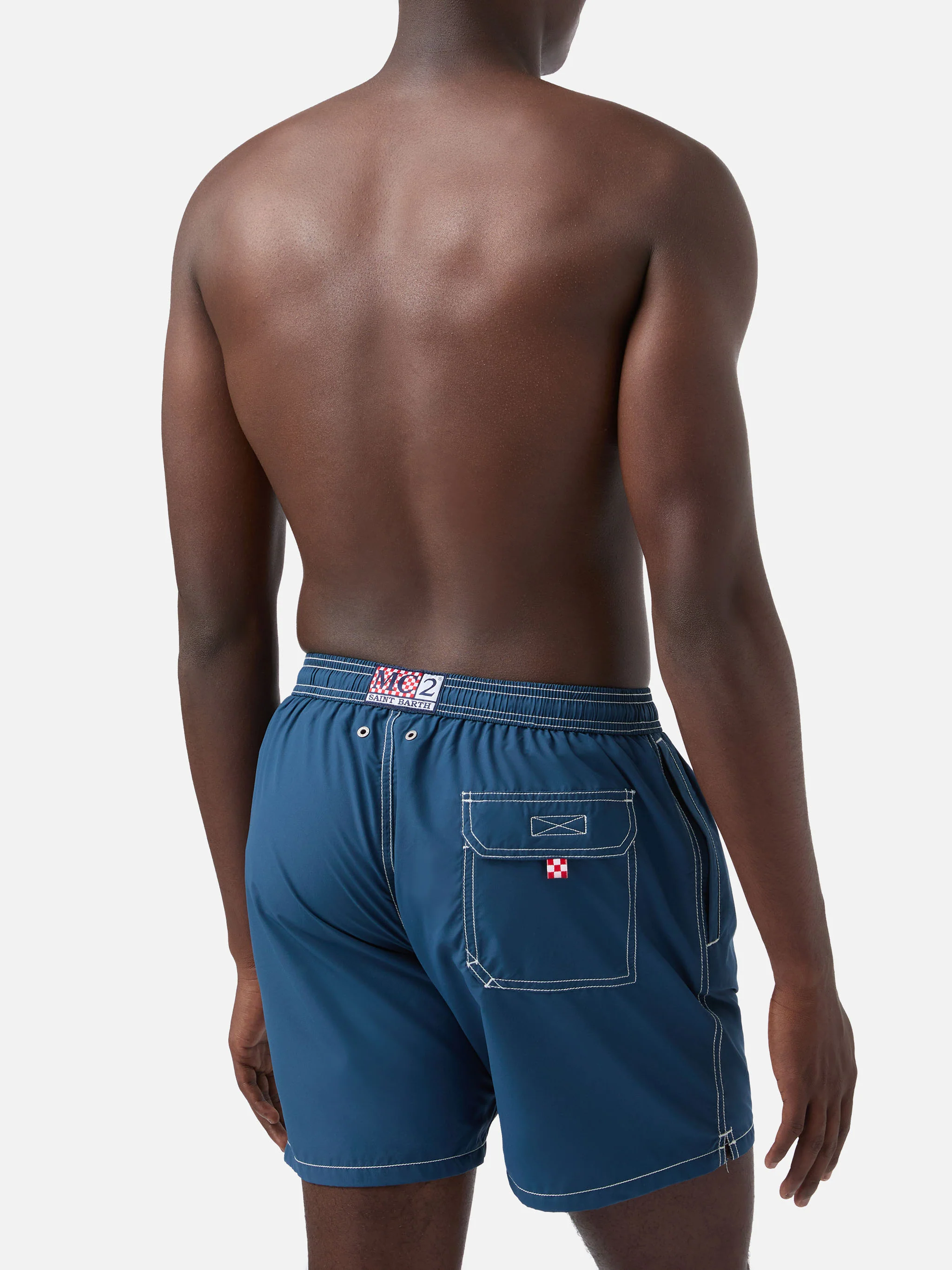 Light blue mid-length classic light swim shorts Patmos - Image 5