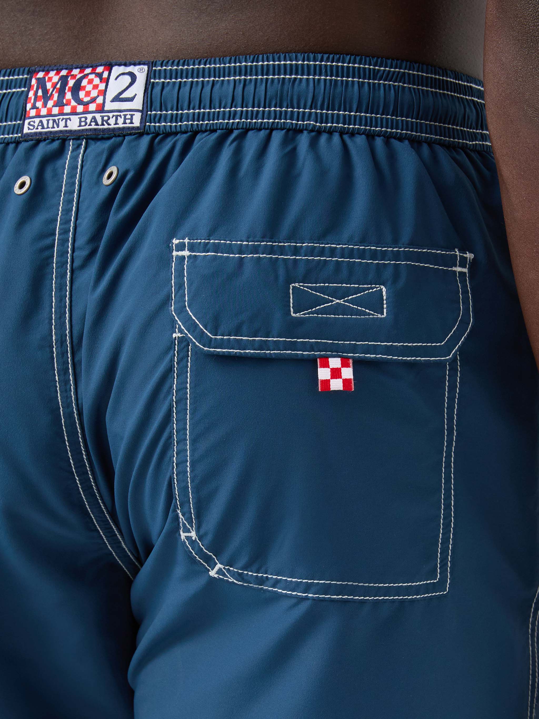 Light blue mid-length classic light swim shorts Patmos - Image 6