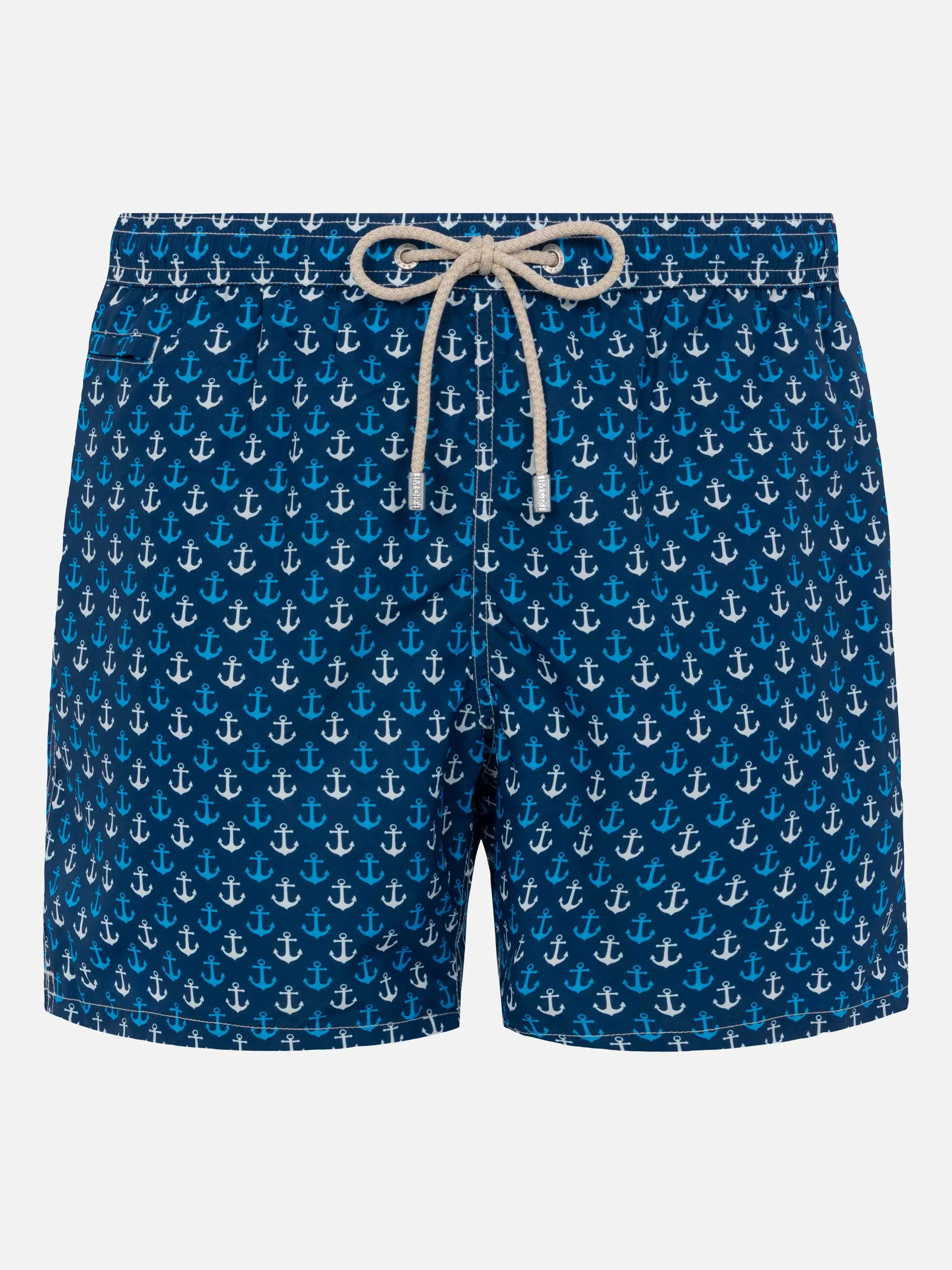 Lightweight fabric swim shorts Lighting with anchor print