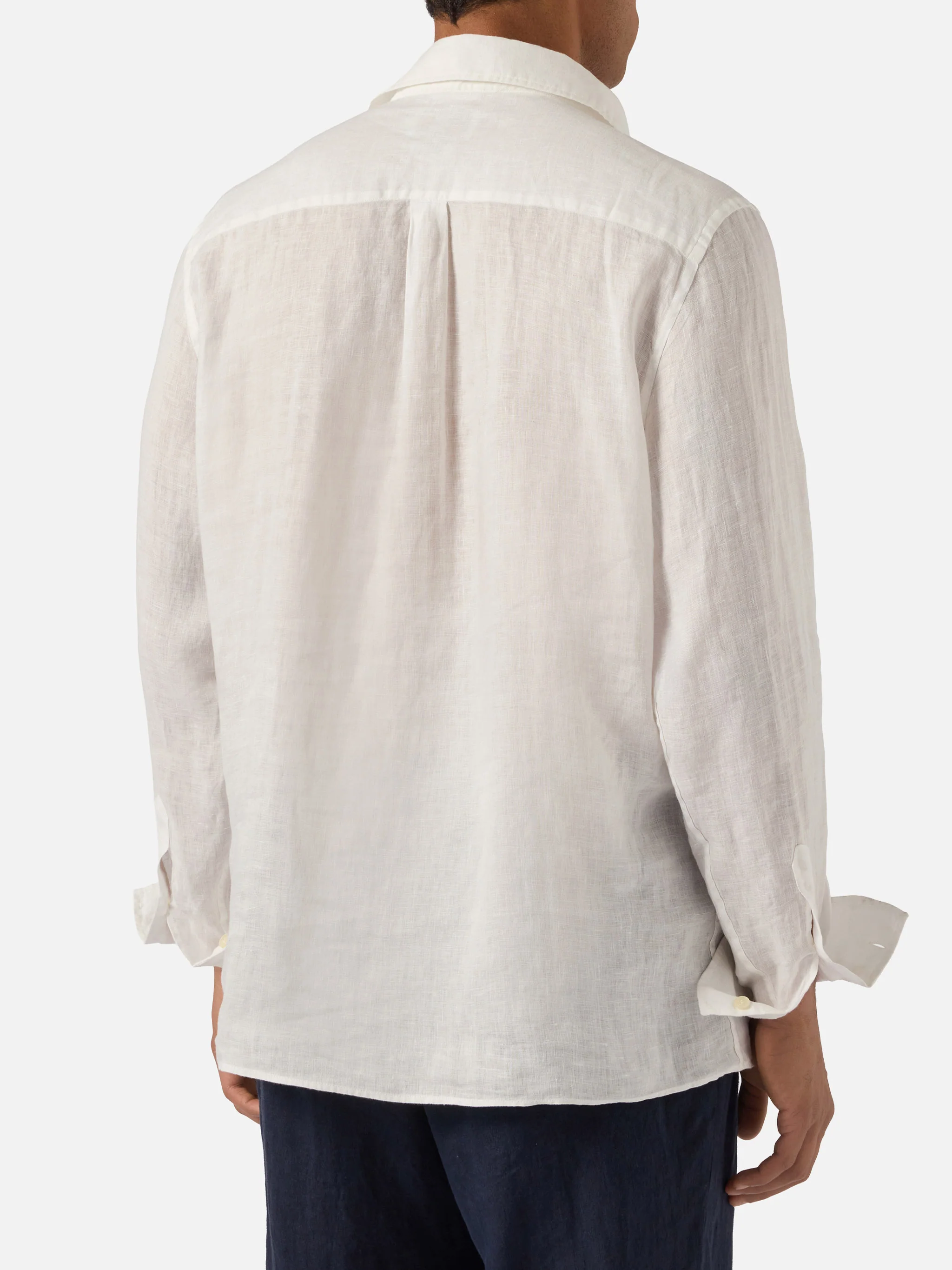 Long-sleeve Raphael linen polo white - Image 3