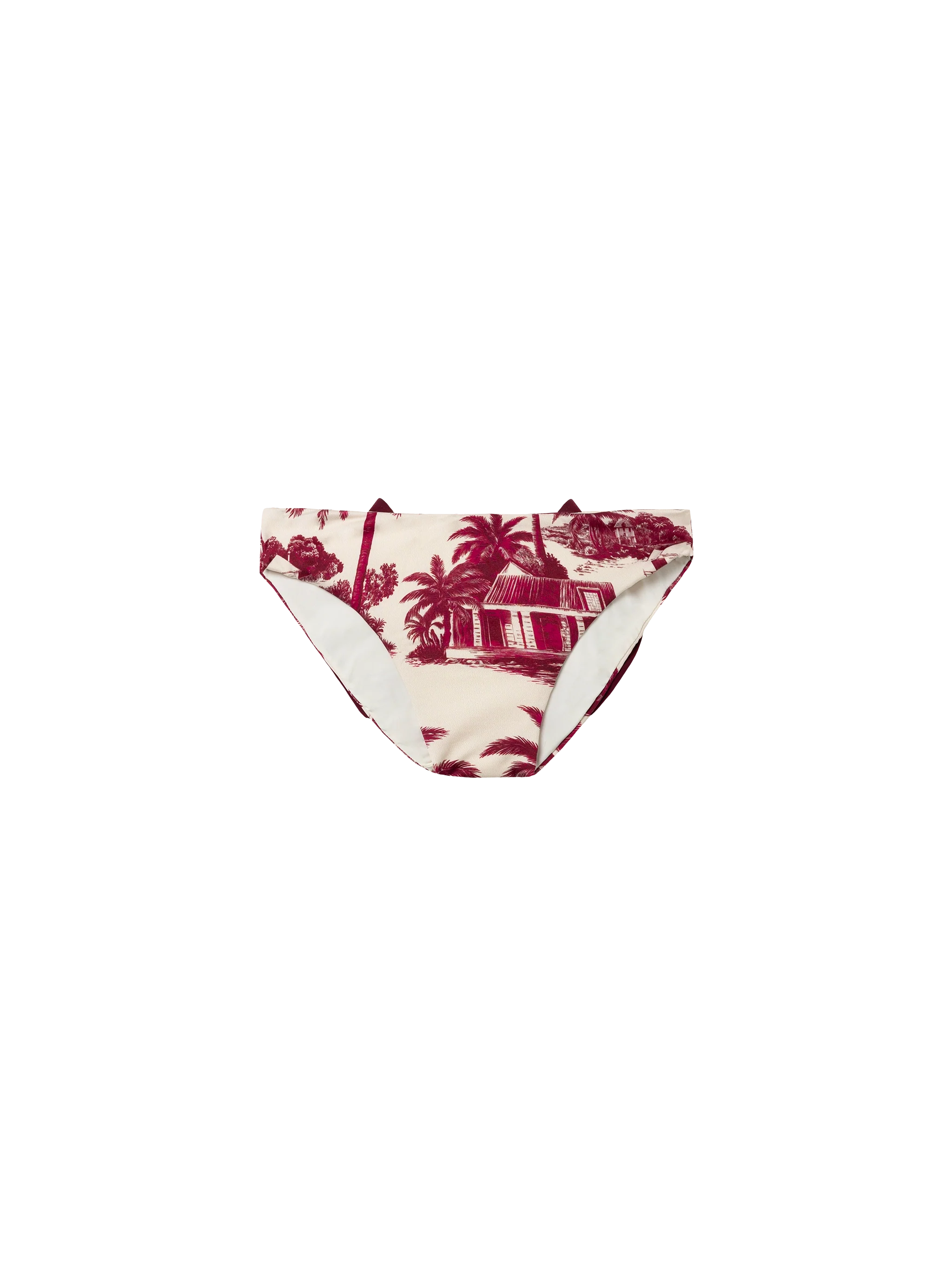 Madame swim briefs with bow and toile de jouy print | AI CO-CREATED DESIGN BY RICKDICK - POWERED BY RED-EYE