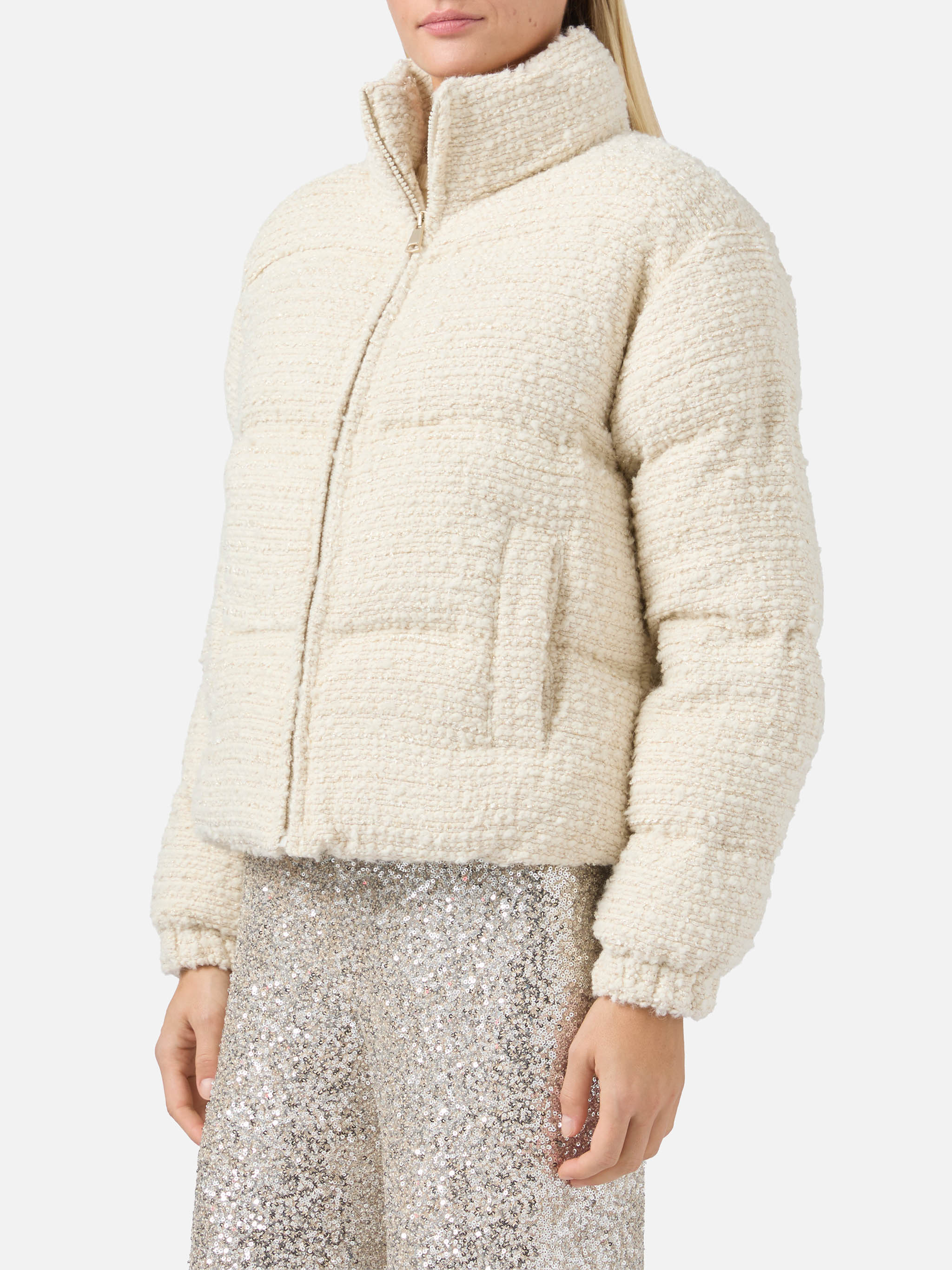 Maddy Tweed padded jacket in lurex tweed