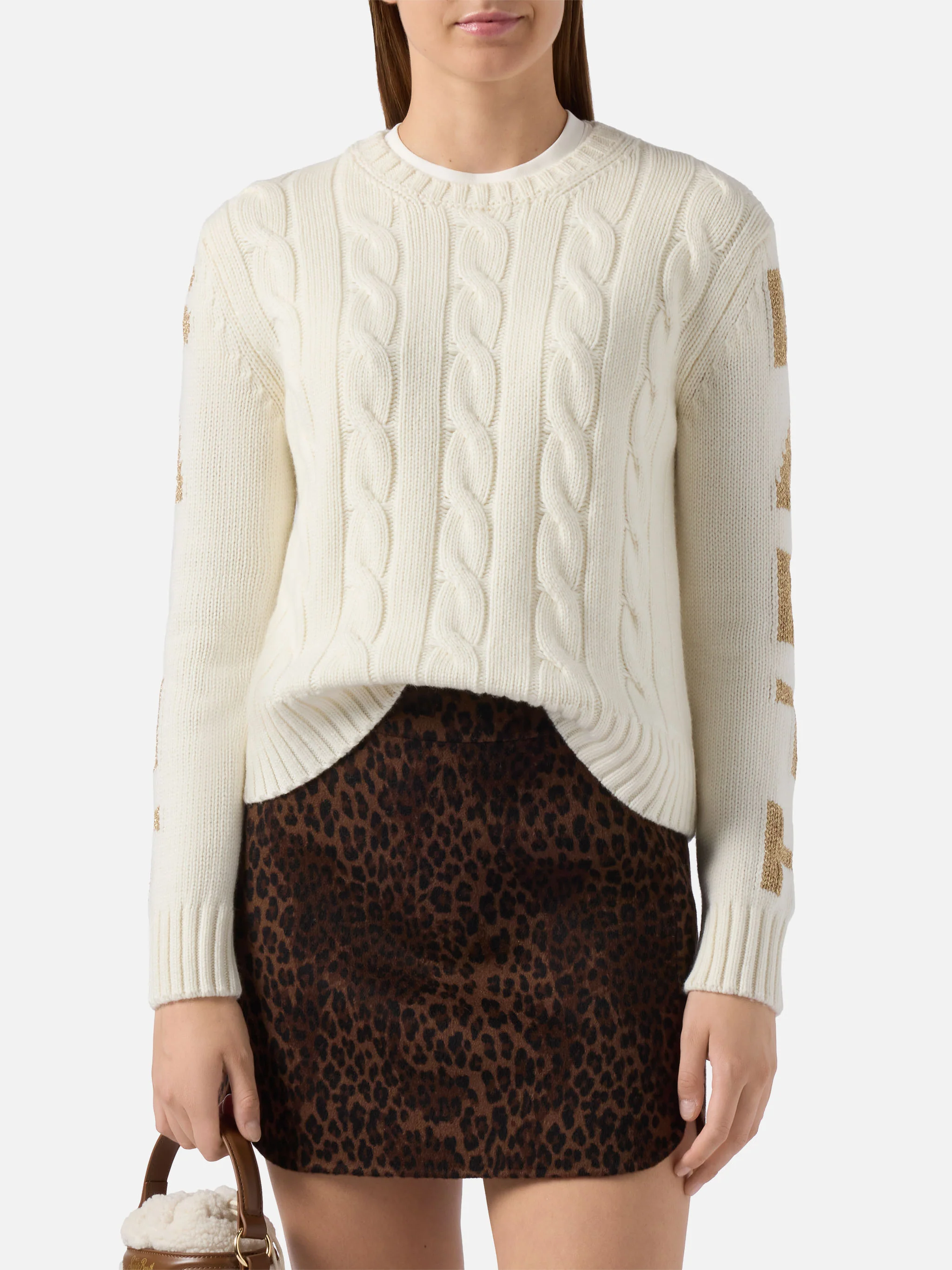 Malmo white cable knit sweater