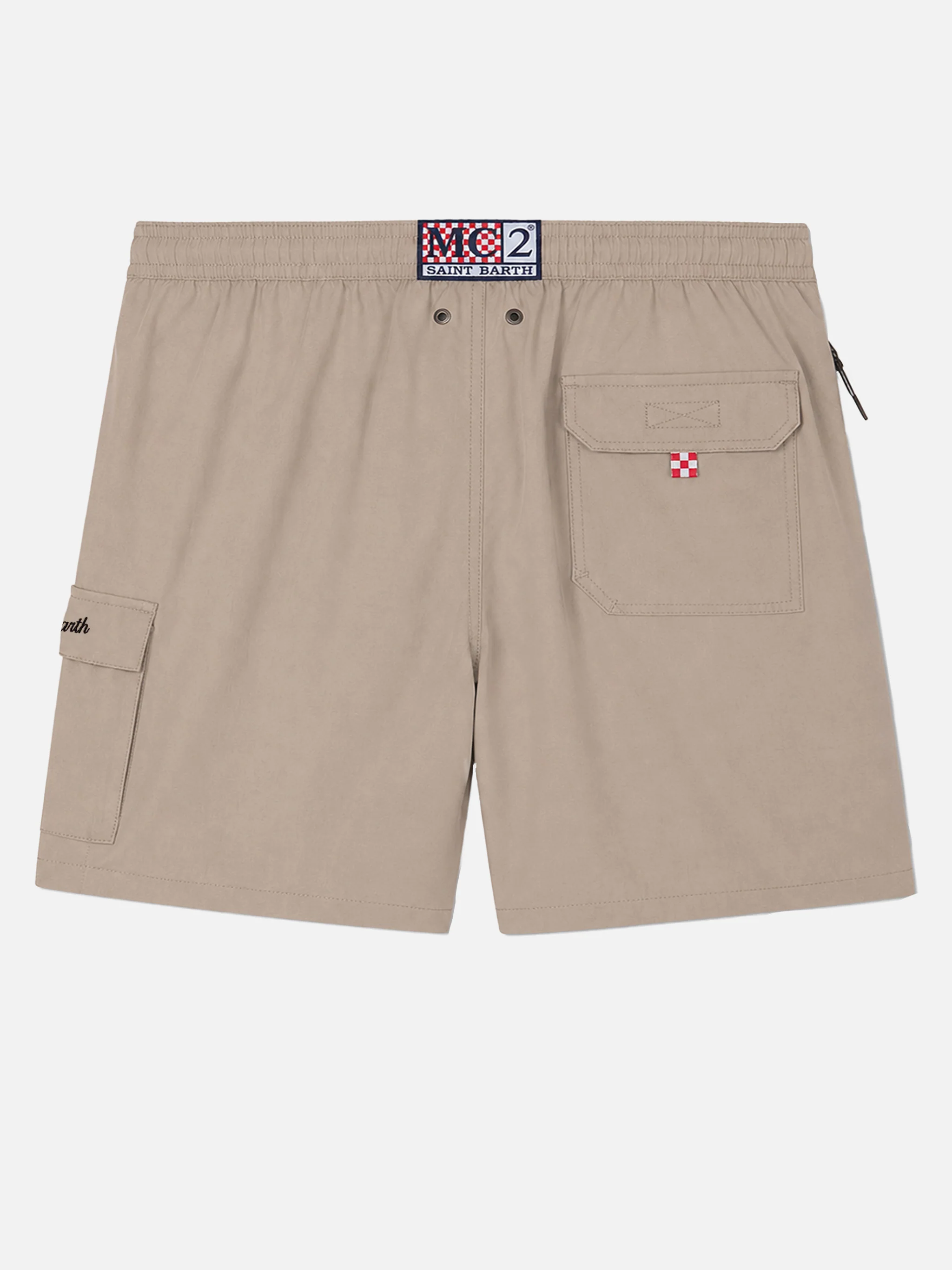 Beige classic stretch Comfort Travel swim shorts - Image 2