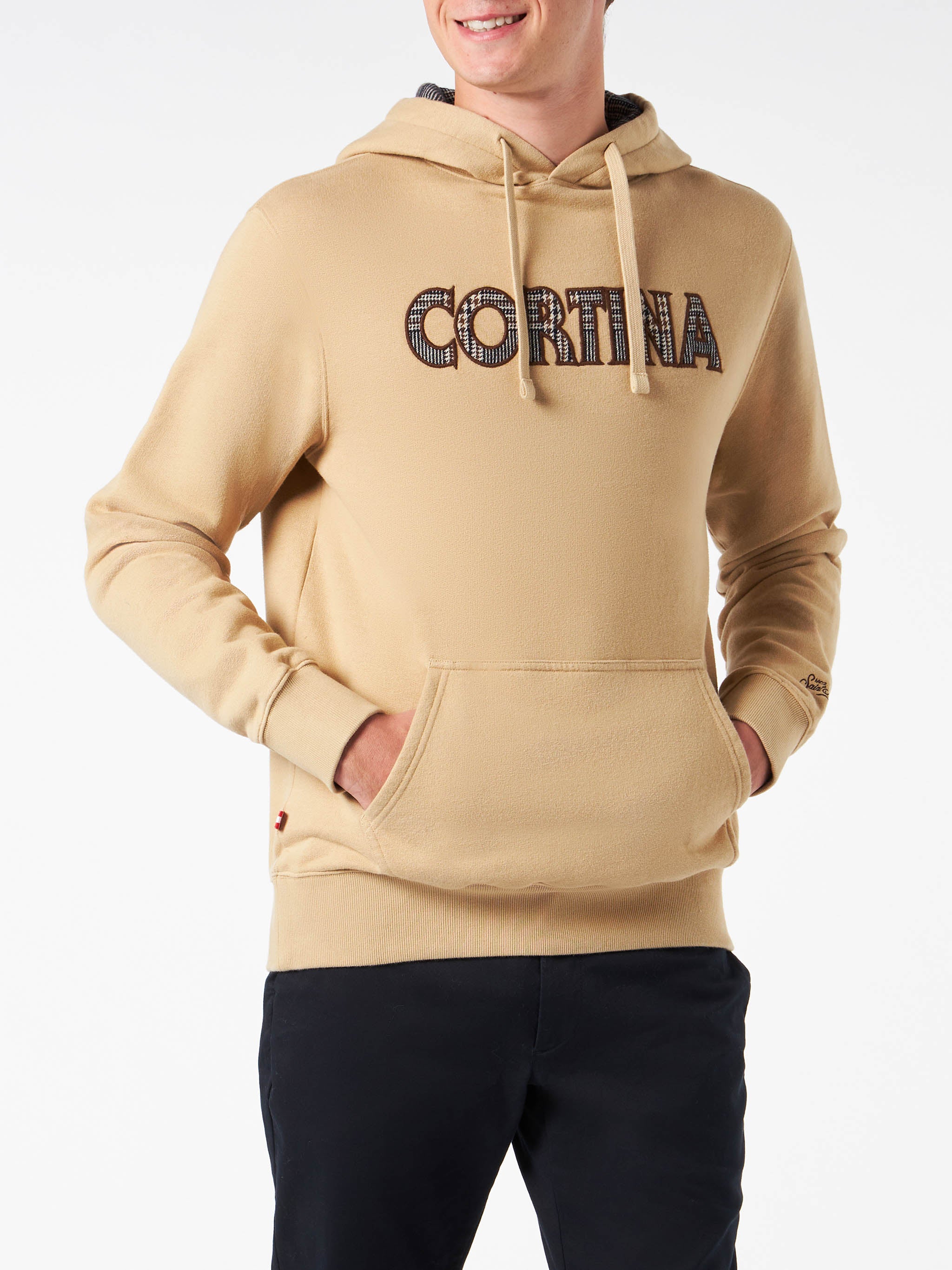 Tribeca beige hoodie with Cortina patch