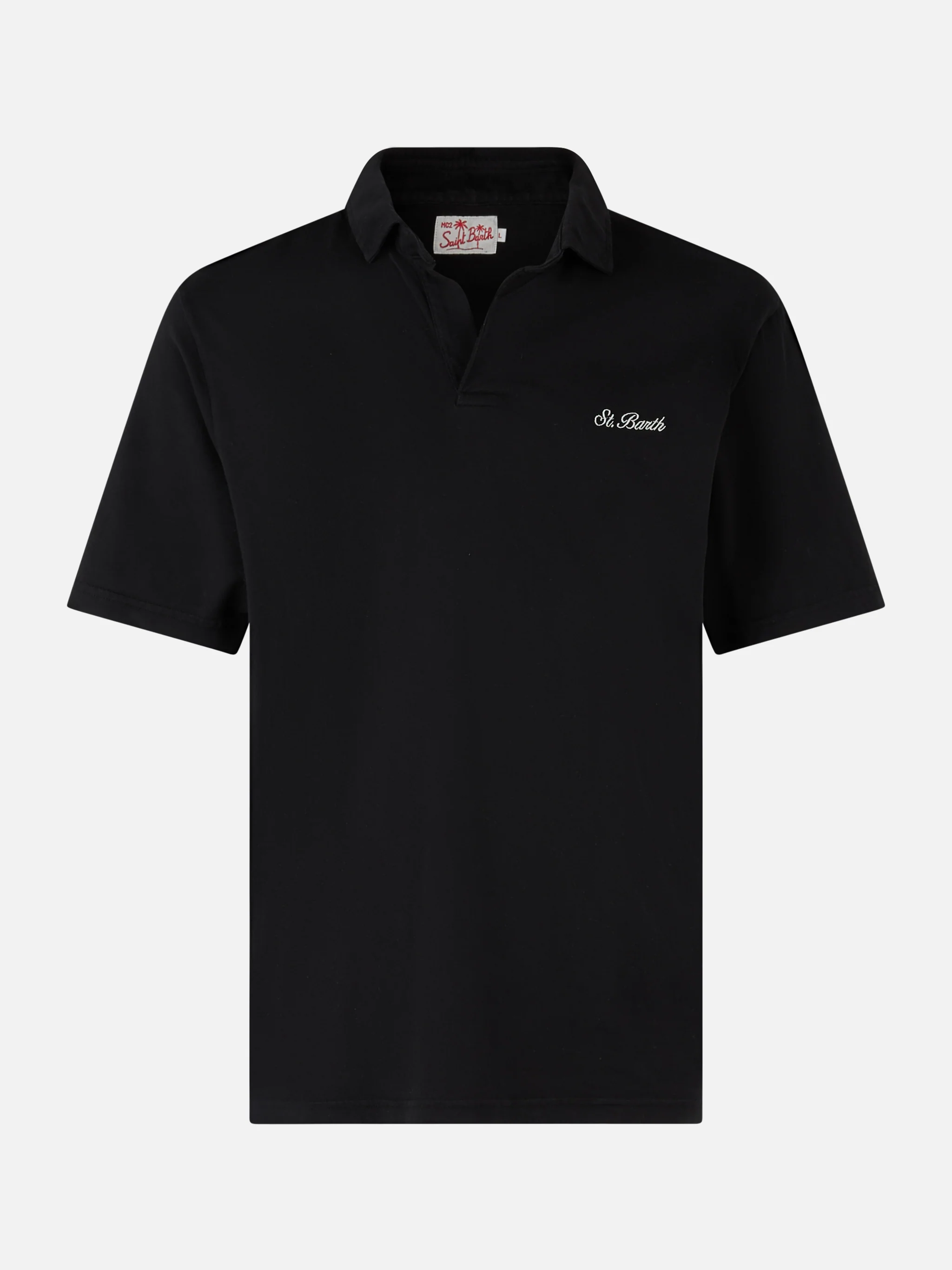 Brighton black cotton jersey polo shirt