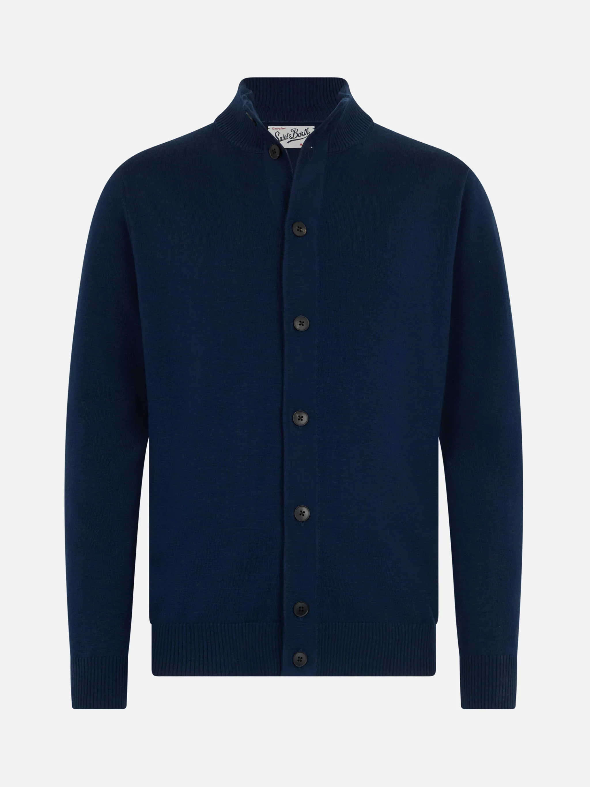Man blue navy merino wool cardigan Savile - Image 4