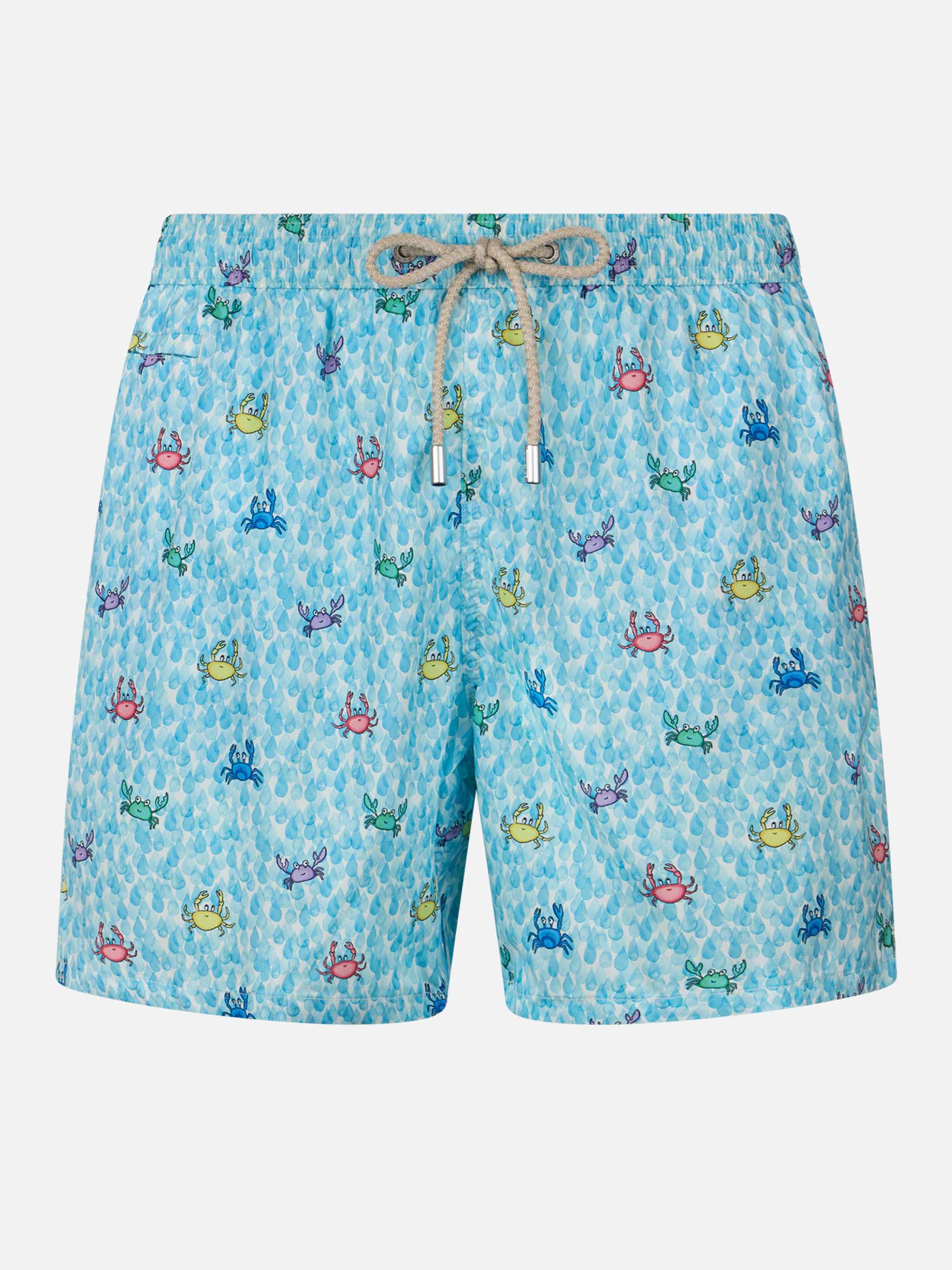 Comfort Light classic stretch swim shorts with crabs print