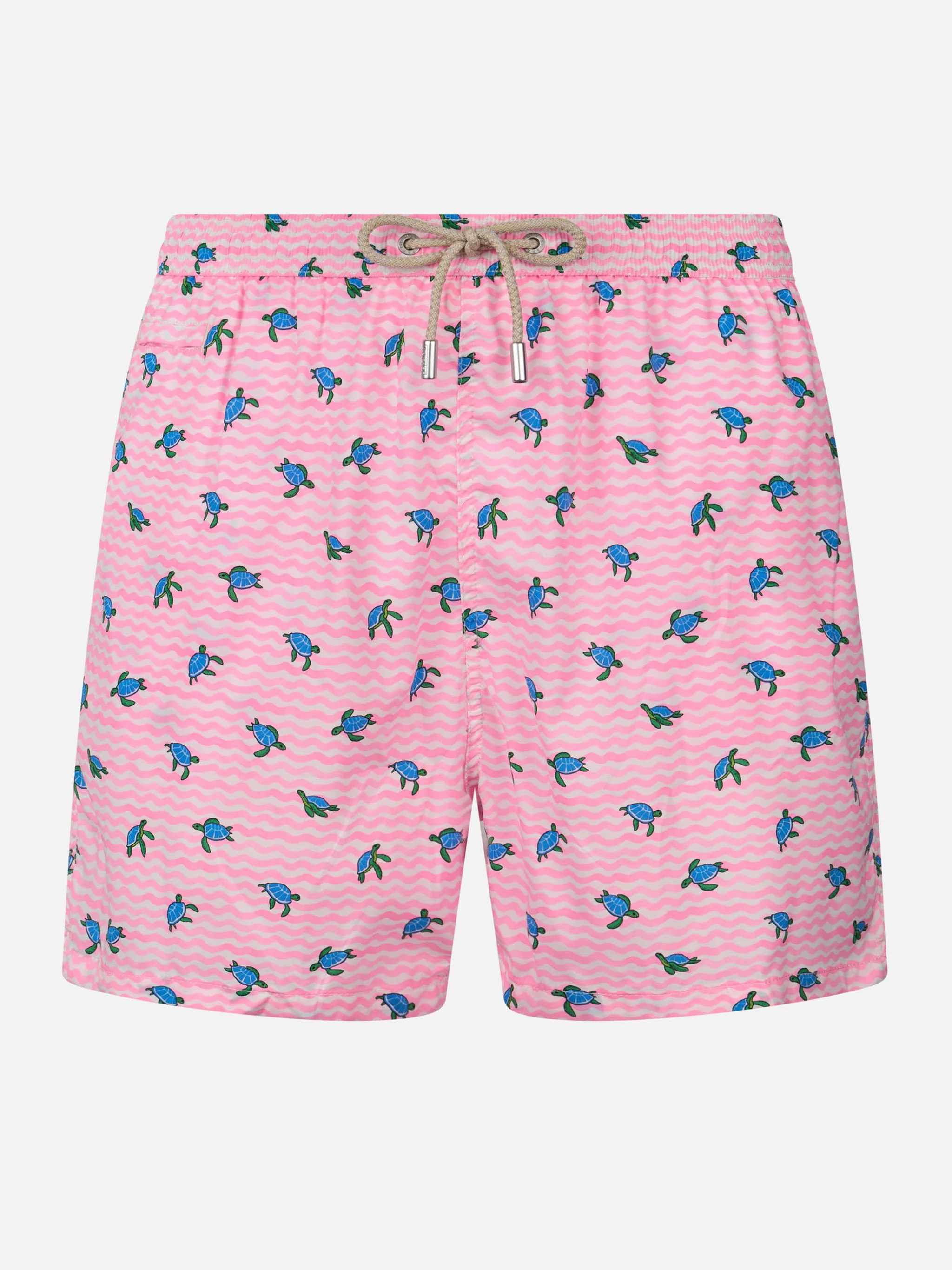Comfort Light classic stretch swim shorts with sea turtles print