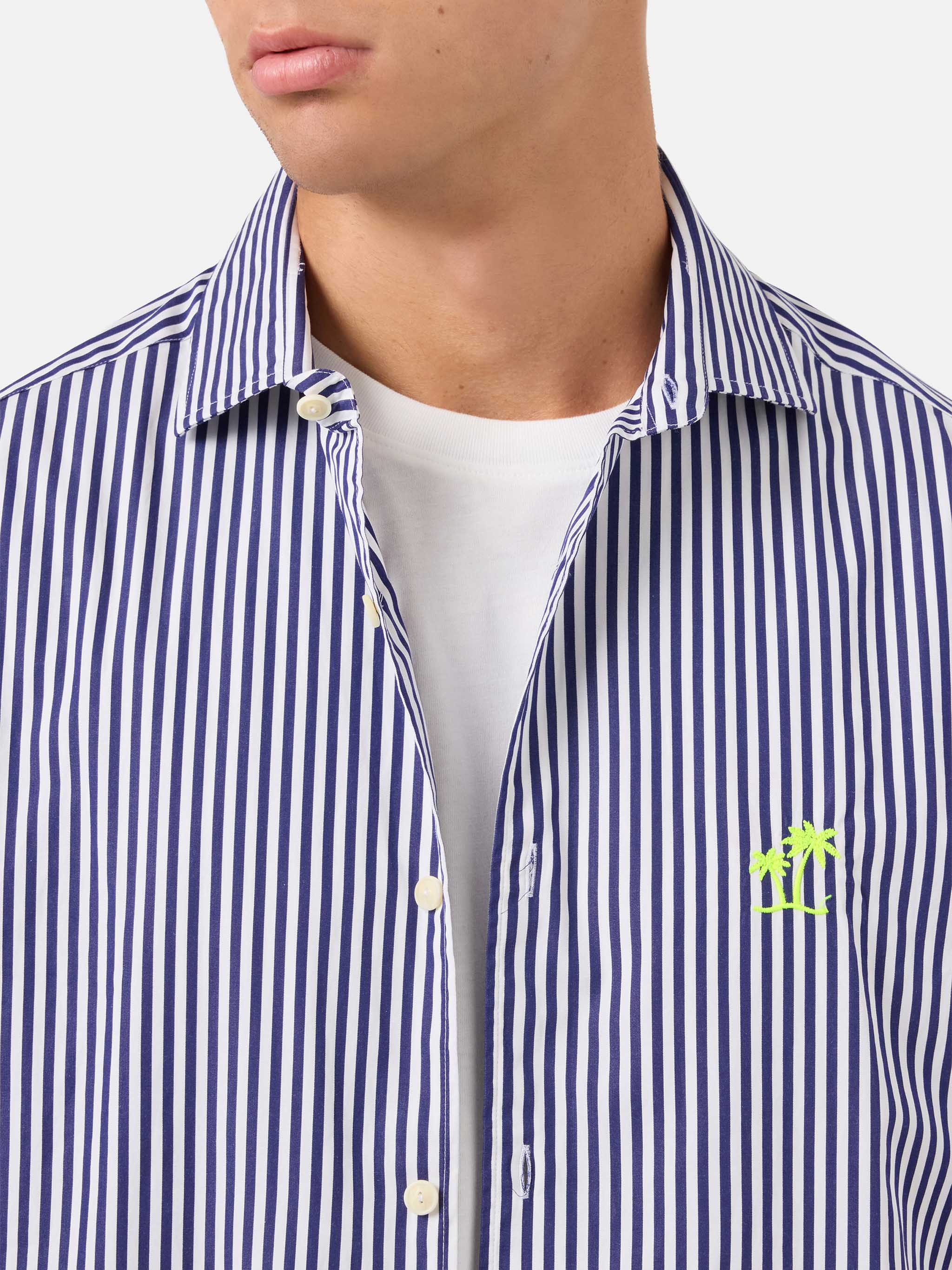Pamplona navy and white striped cotton shirt - Image 2