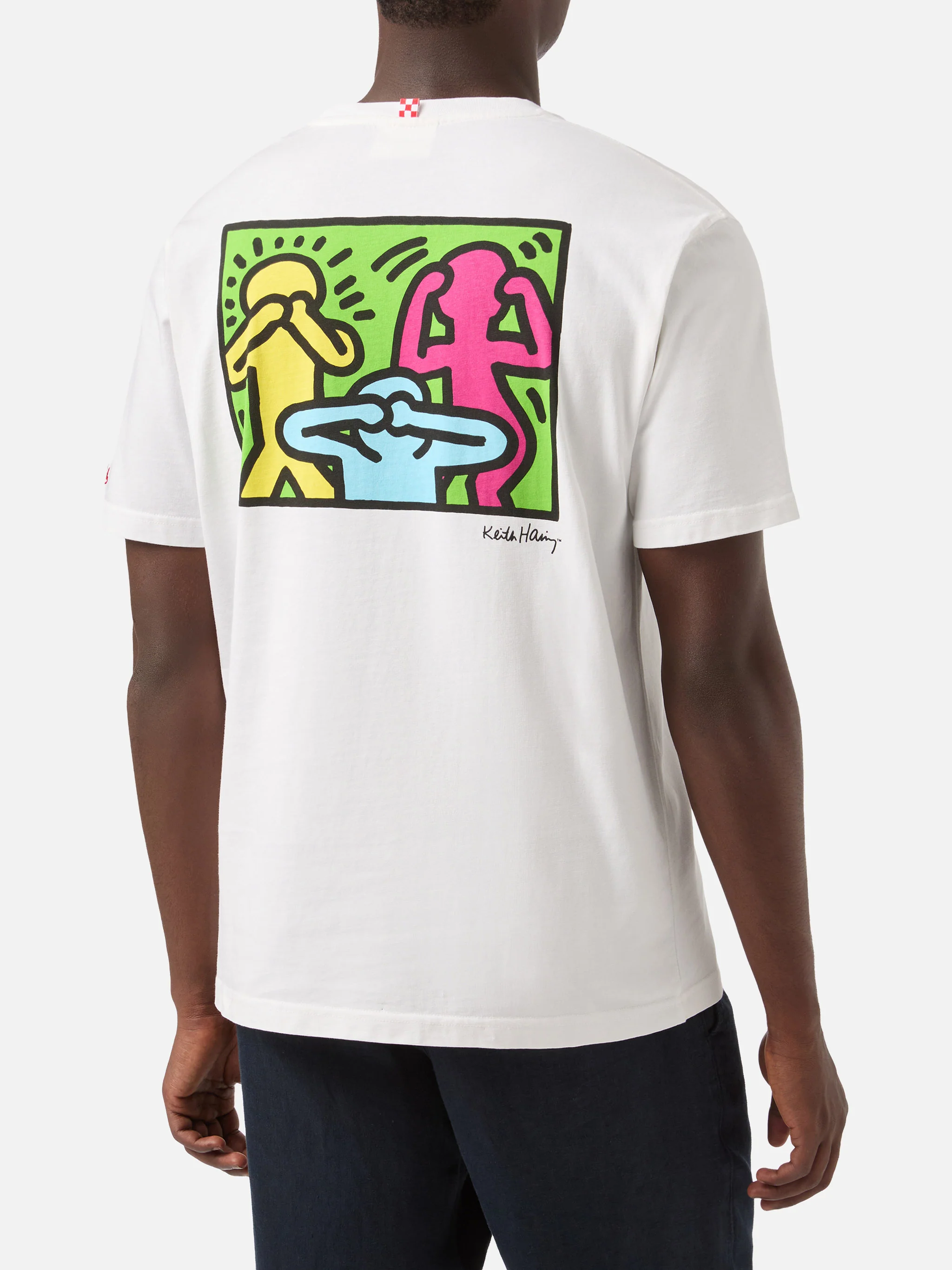Keith Haring People t-shirt with front and back print in white | Special Edition - Image 4