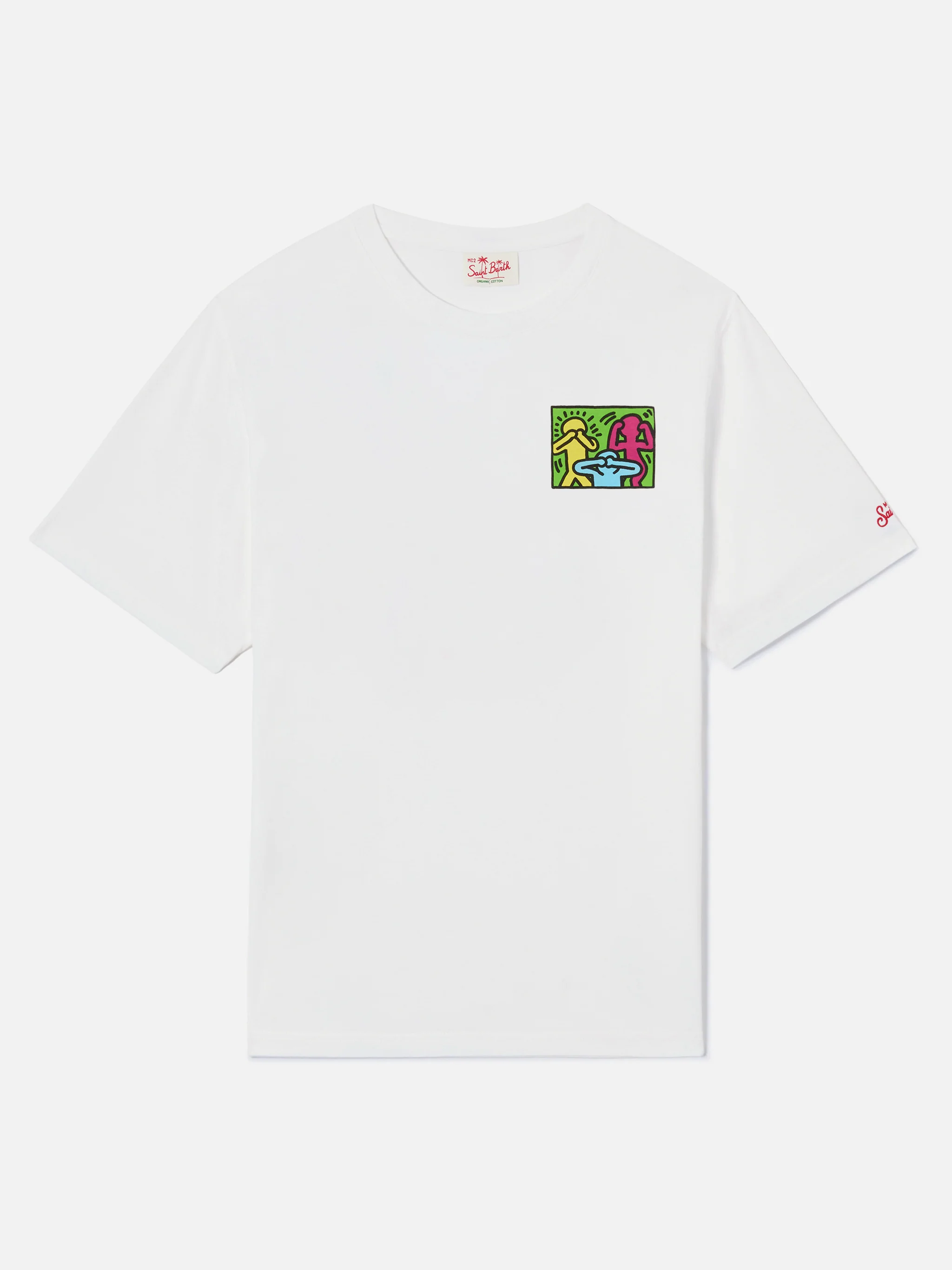 Keith Haring People t-shirt with front and back print in white | Special Edition - Image 5
