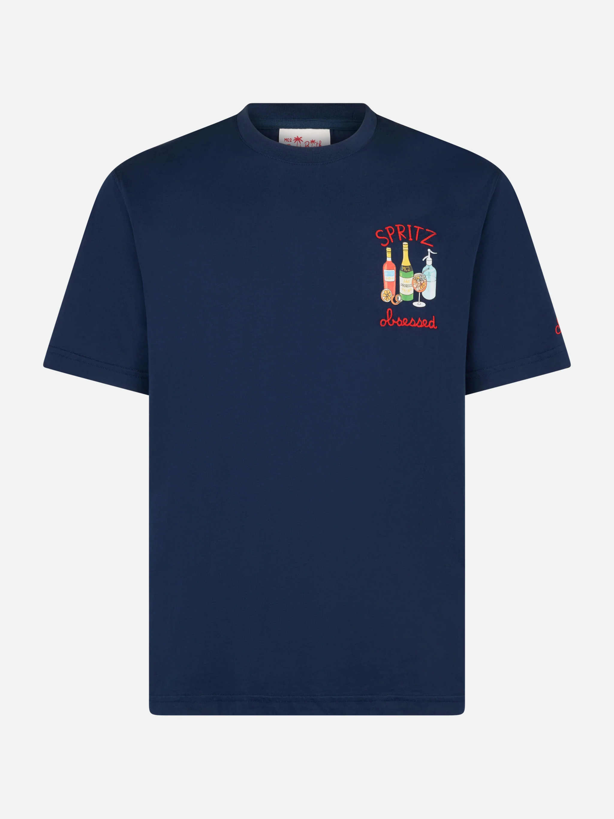 Spritz obsessed embroidered t-shirt in blue