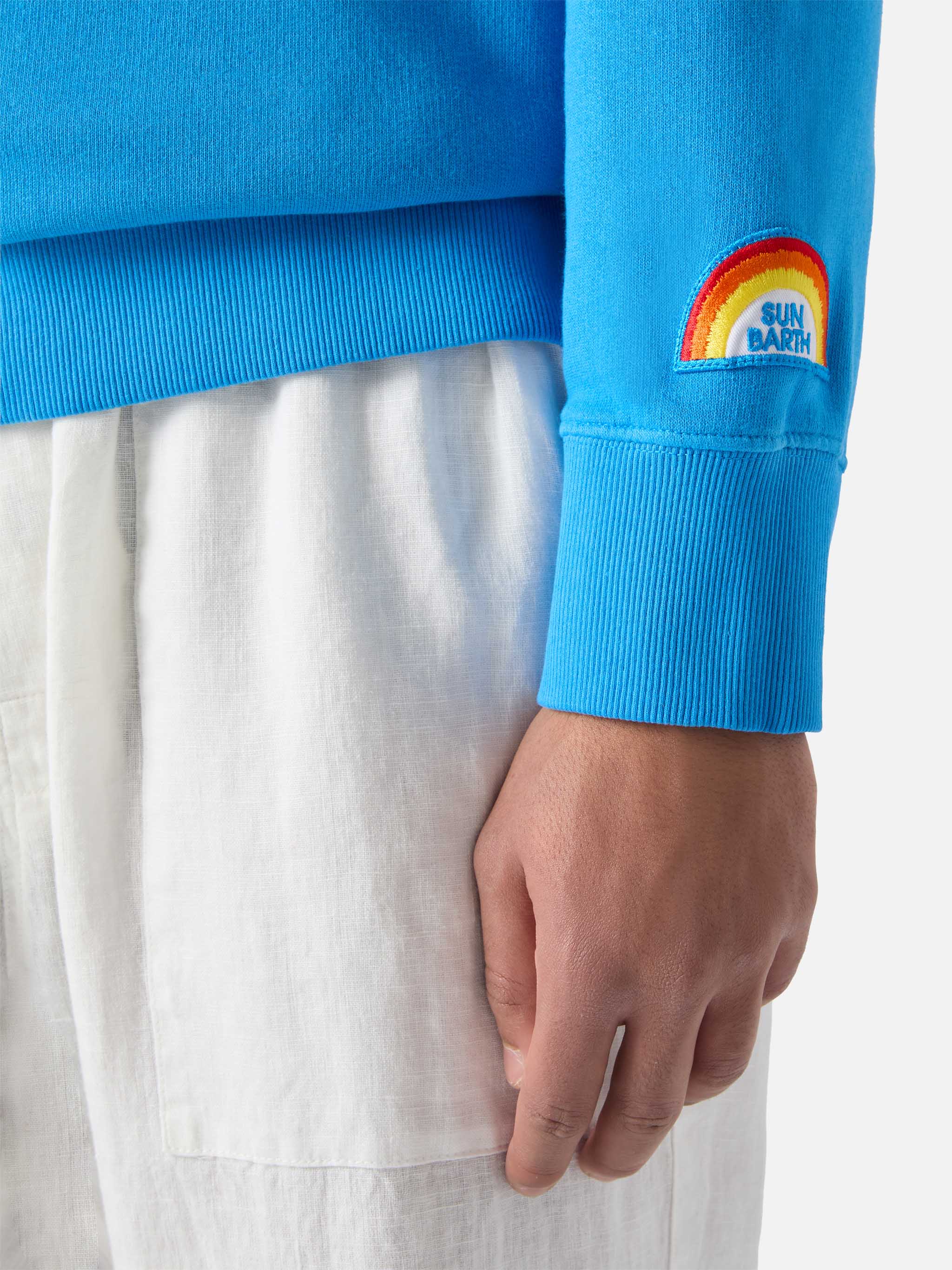 Man crewneck cotton fleece sweatshirt Cooper with embroidery - Image 4