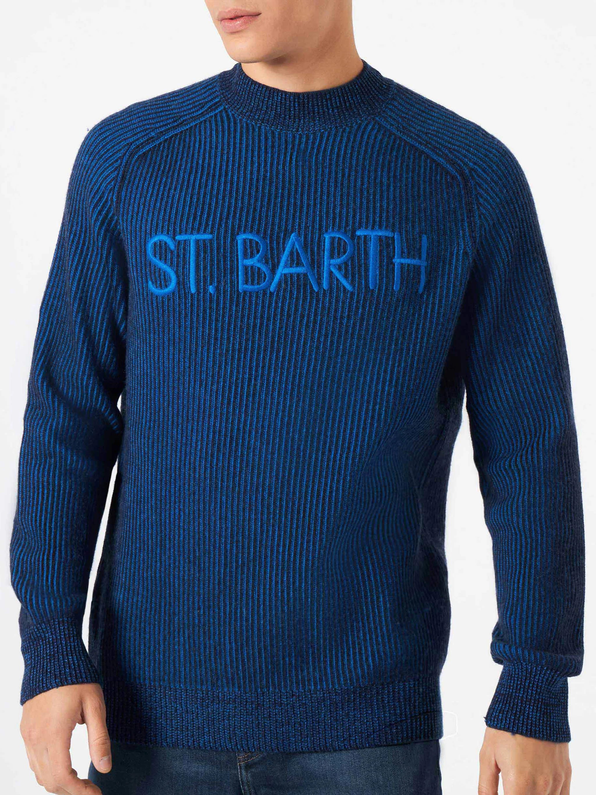 Davos ribbed blue half-turtleneck sweater