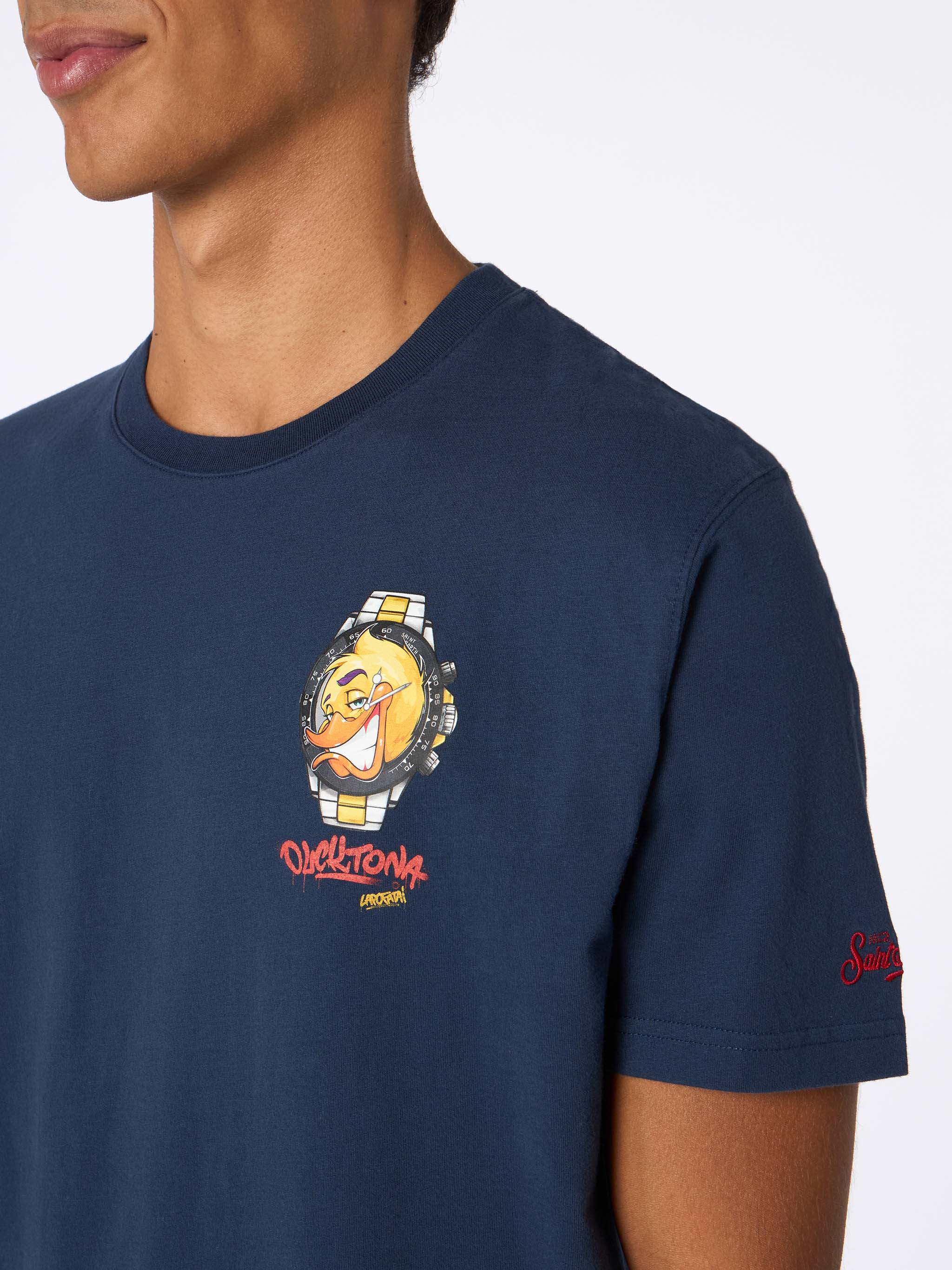 Arnott heavy cotton t-shirt with Cryptopuppets Ducktona watch print | Special Edition