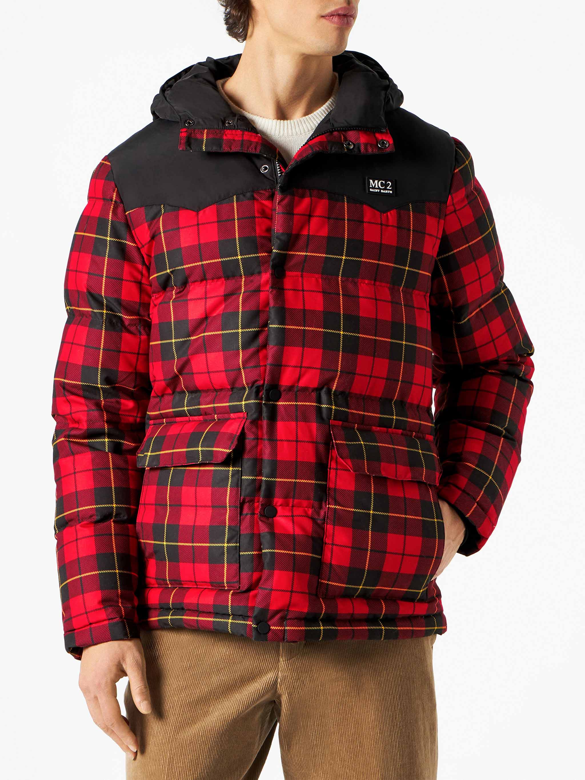 Baxter Tex red tartan down jacket