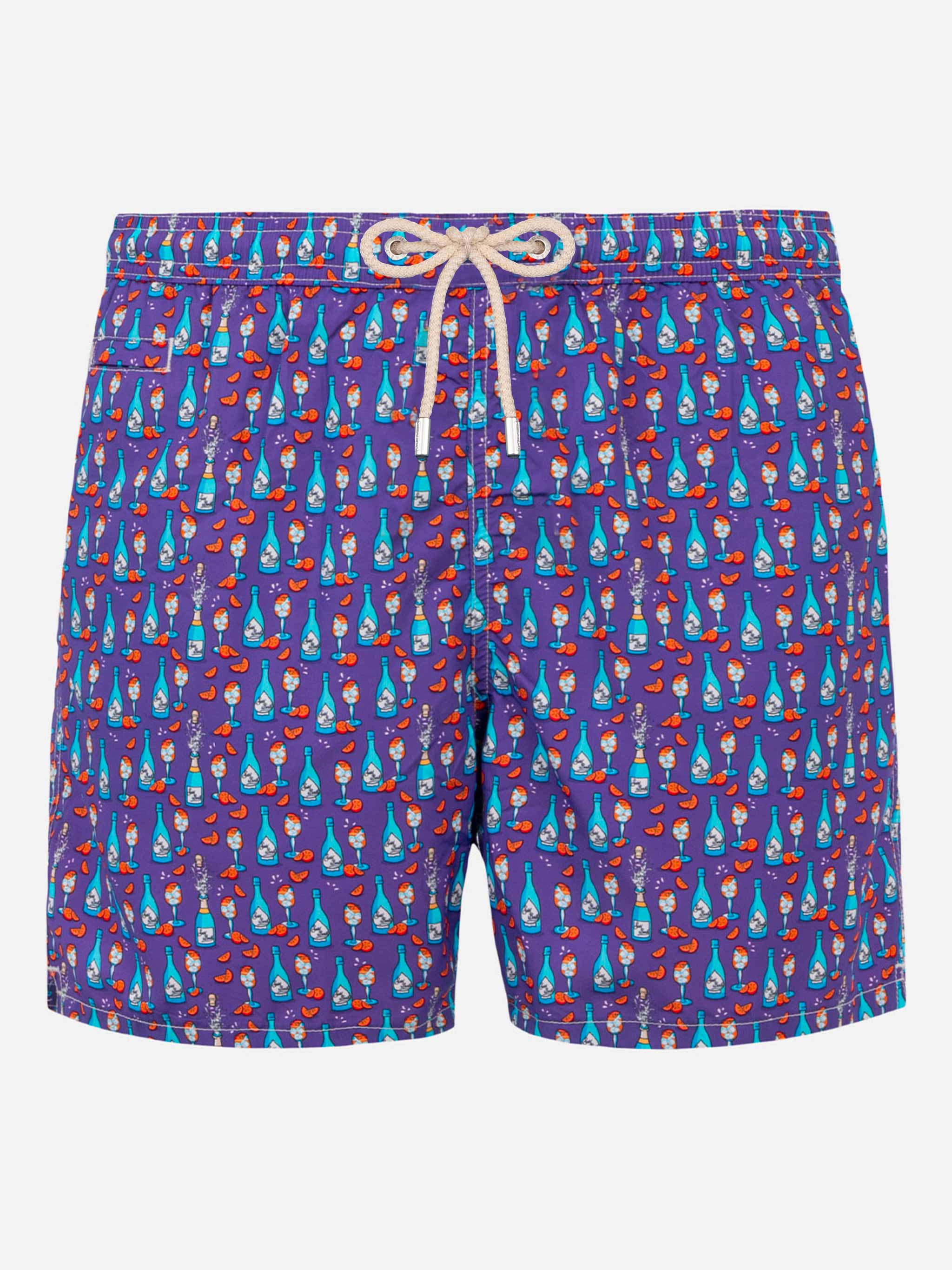 Light fabric swim shorts with spritz print