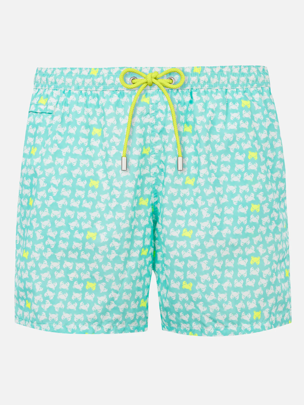 Lighting yellow crab print swim shorts