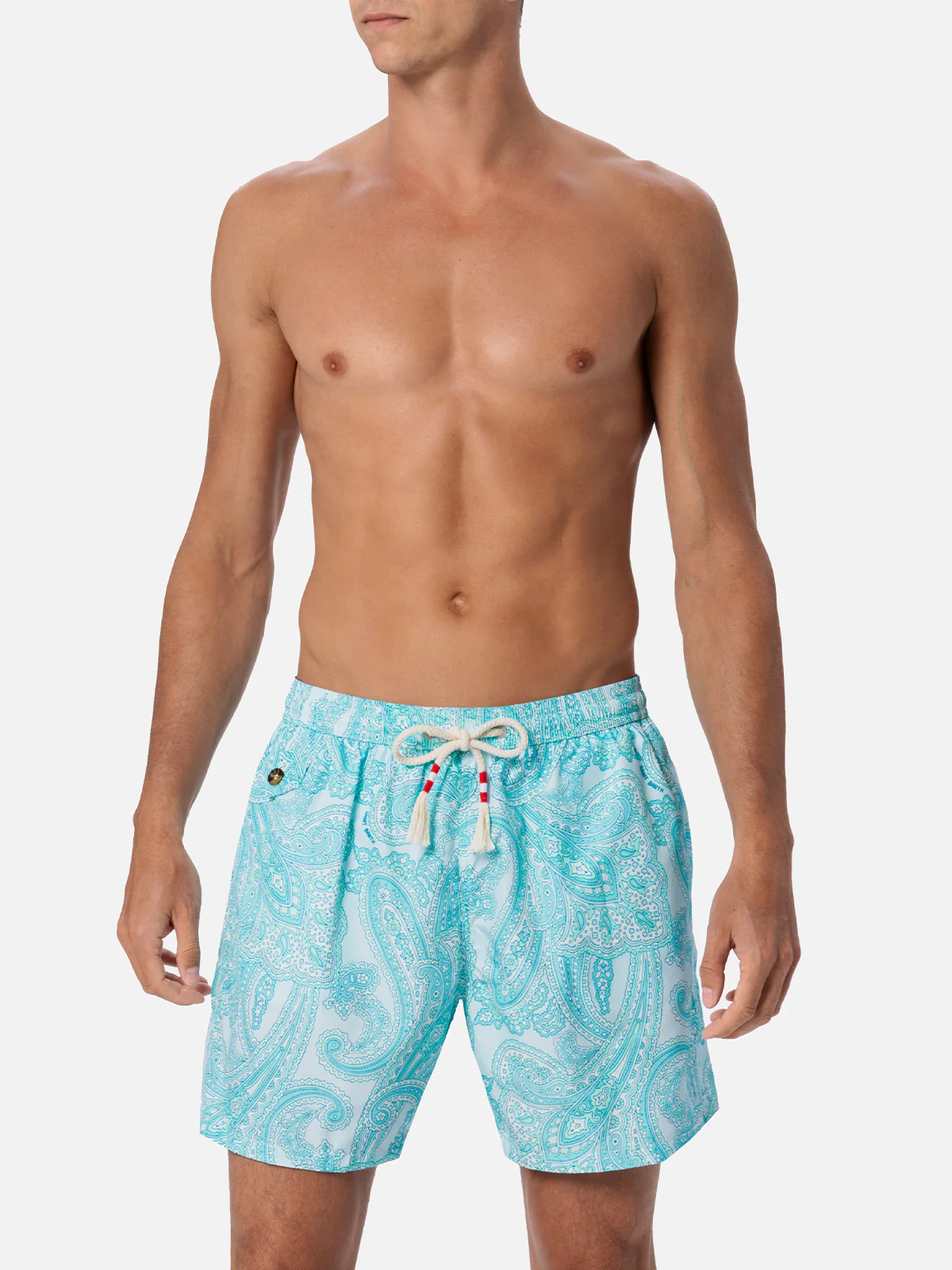 Man lightweight fabric swim-shorts Lighting 70 with paisley print - Image 3